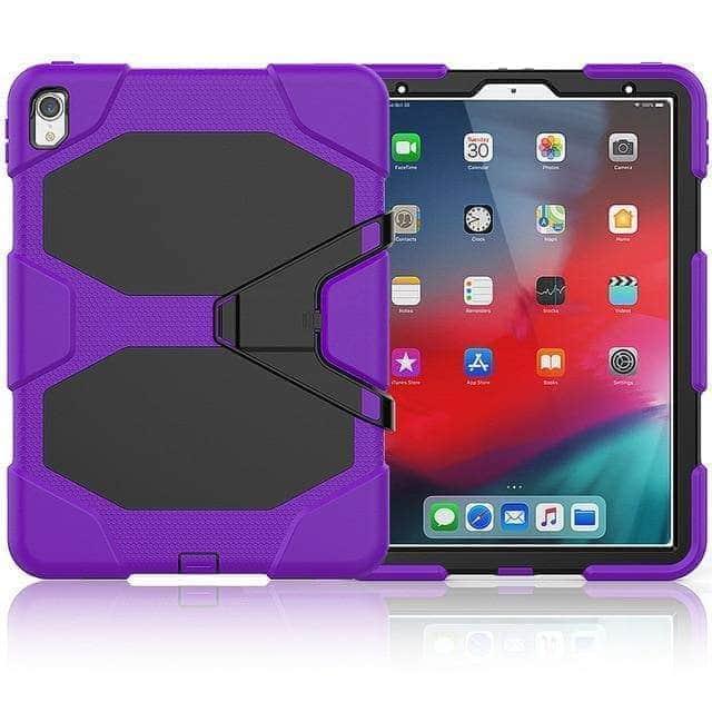 iPad Pro 11 (2018) A1980 Military-Grade Heavy Duty Silicone PC Rugged Stand Case - Perfect for Construction, Outdoor Work & Extreme Conditions
