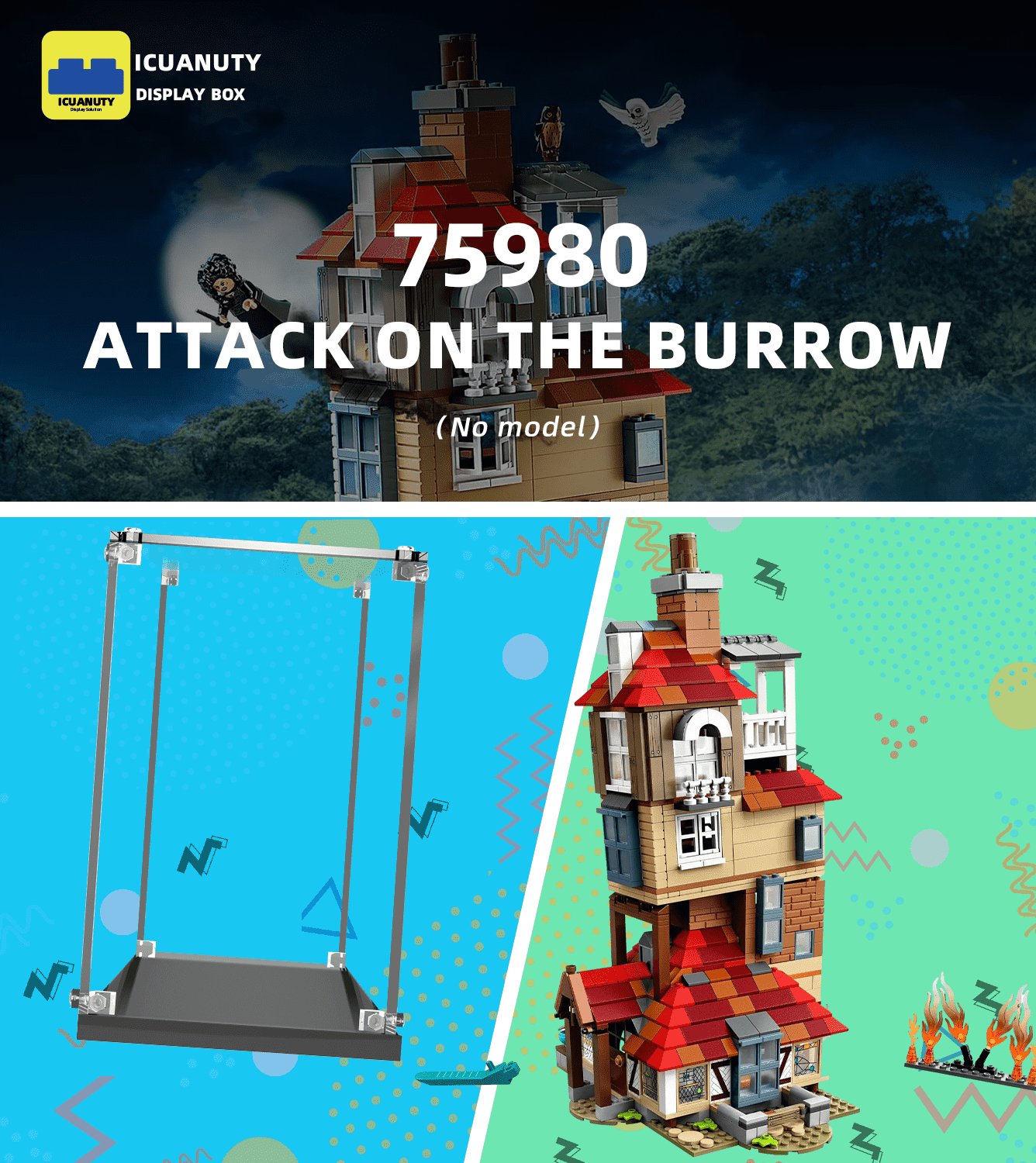 LEGO Harry Potter Attack on The Burrow 75980 Display Case - Clear Acrylic Protection for Collectible Building Set | Perfect for Showcase & Dust Protection in Home or Office