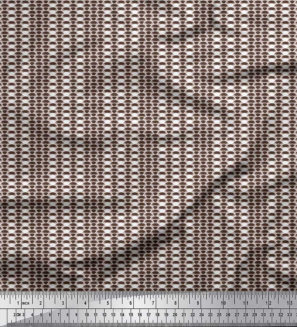 Soimoi Japan Crepe Satin Fabric - Geometric Scale Shirting Fabric Prints by Yard, 42 Inch Wide - Perfect for Dresses, Blouses & DIY Sewing Projects