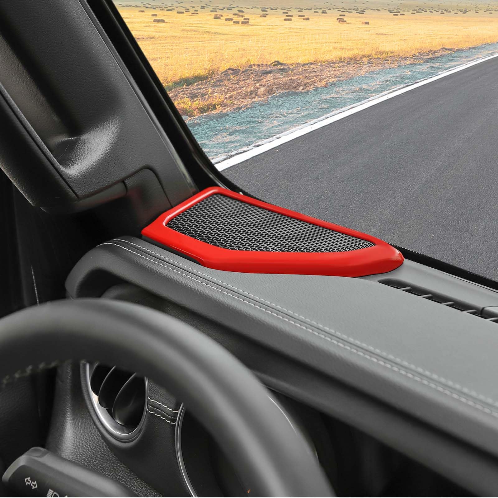 RT-TCZ A Pillar Speaker Frame Trim Cover for Jeep Wrangler JL JLU & Gladiator JT (2018-2024) - Red Interior Accessories (2pcs) - Upgrade Your Ride with Stylish Protection