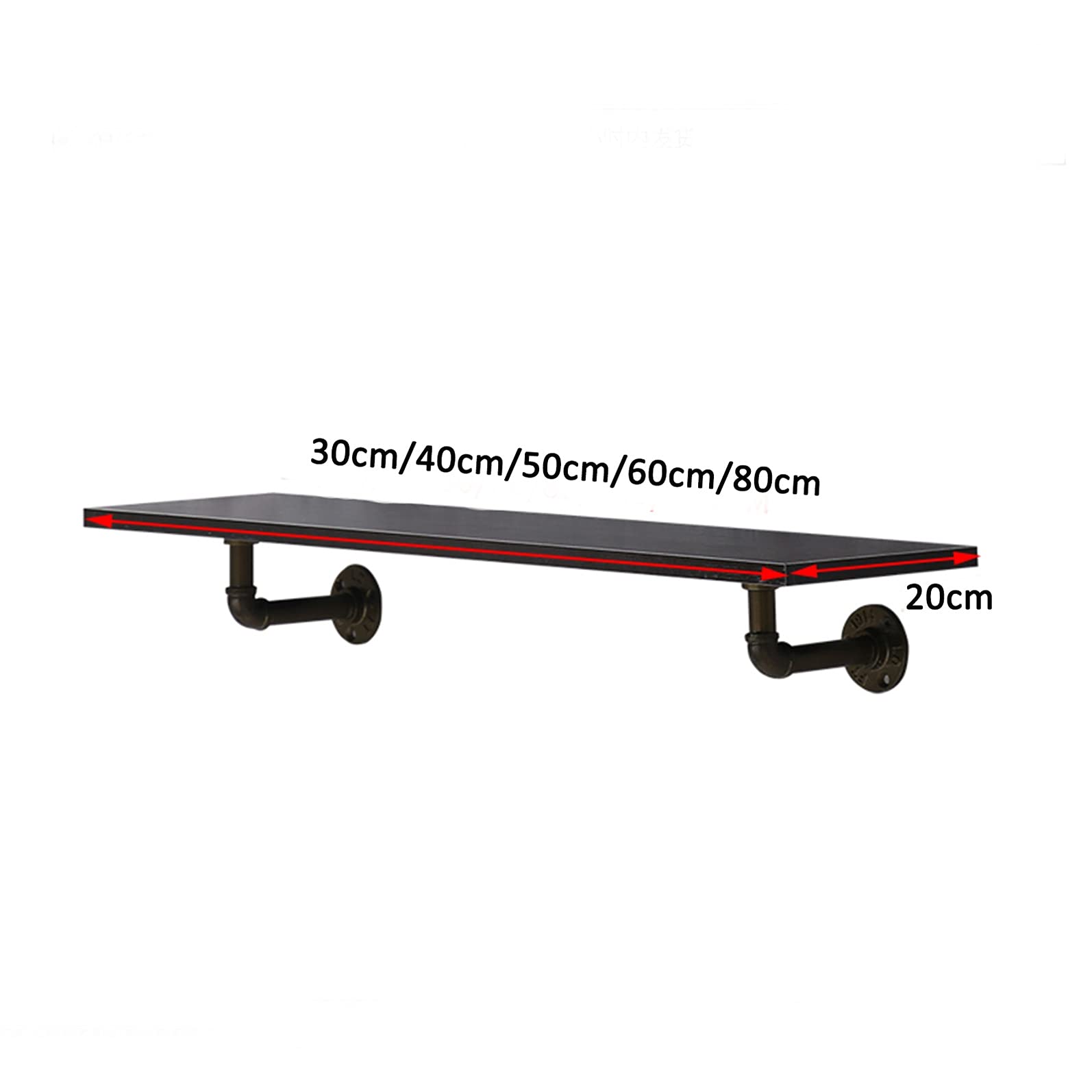 **Industrial Floating Shelf - 80cm Rustic Wood & Wrought Iron Pipe Wall-Mounted Shelf for Books, Decor & Storage | Perfect for Living Room, Bedroom & Office Organization**