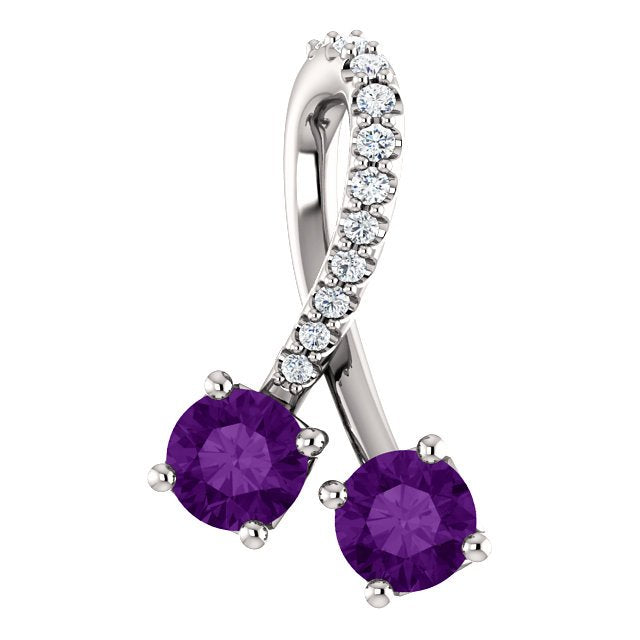 14K Gold 0.40 CTW Amethyst & 0.05 CTW Diamond Pendant Necklace - Elegant Purple Gemstone Jewelry for Women, Perfect Gift for Birthday, Anniversary & Valentine's Day