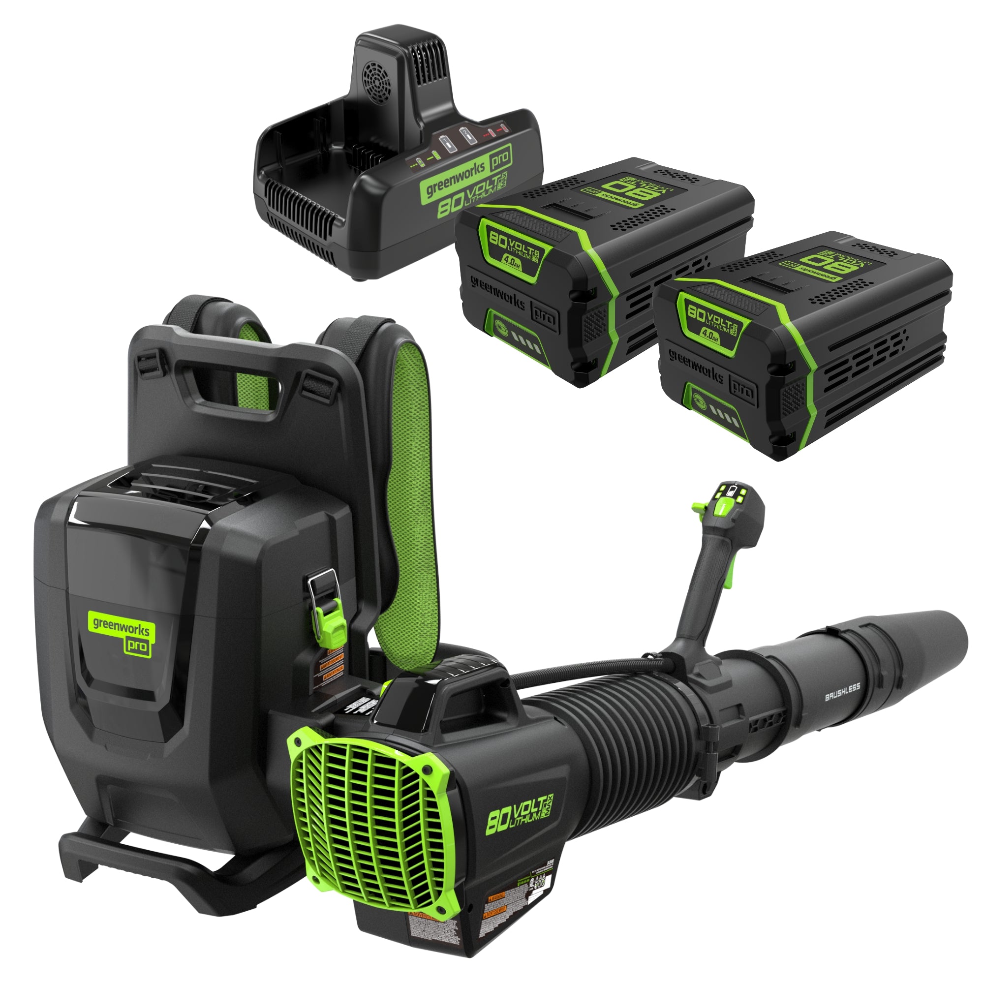 80V 690 CFM Cordless Backpack Leaf Blower with 2 x 4.0Ah Batteries & Fast Charger - Powerful Yard Cleanup for Leaves, Grass Clippings & Debris Removal