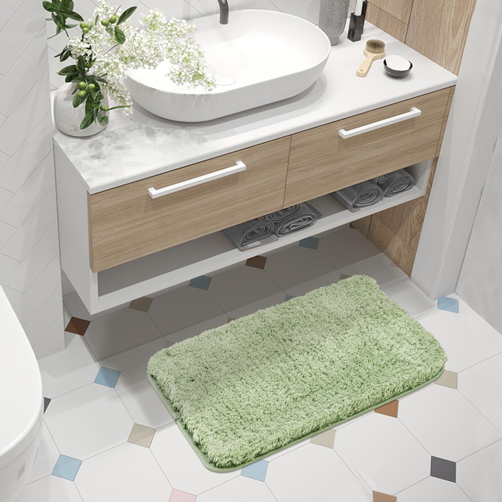 ROSMARUS Non-Slip Shaggy Bath Rugs - 20