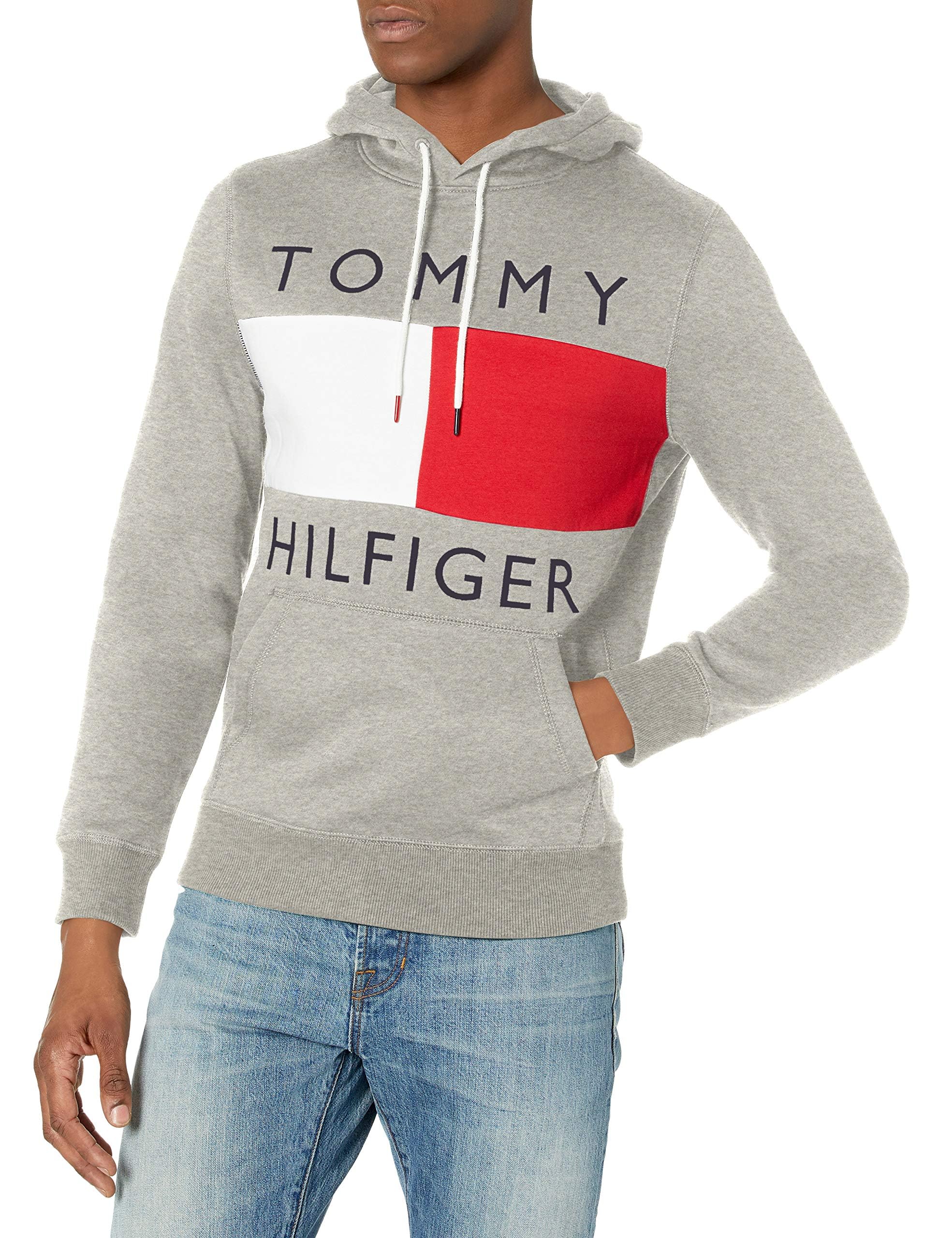 Tommy Hilfiger Men's Denim Brooks Pullover Hoodie Sweatshirt - Casual Cotton Blend Pullover for Everyday Wear | Perfect for Streetwear, Gym & Weekend Outfits