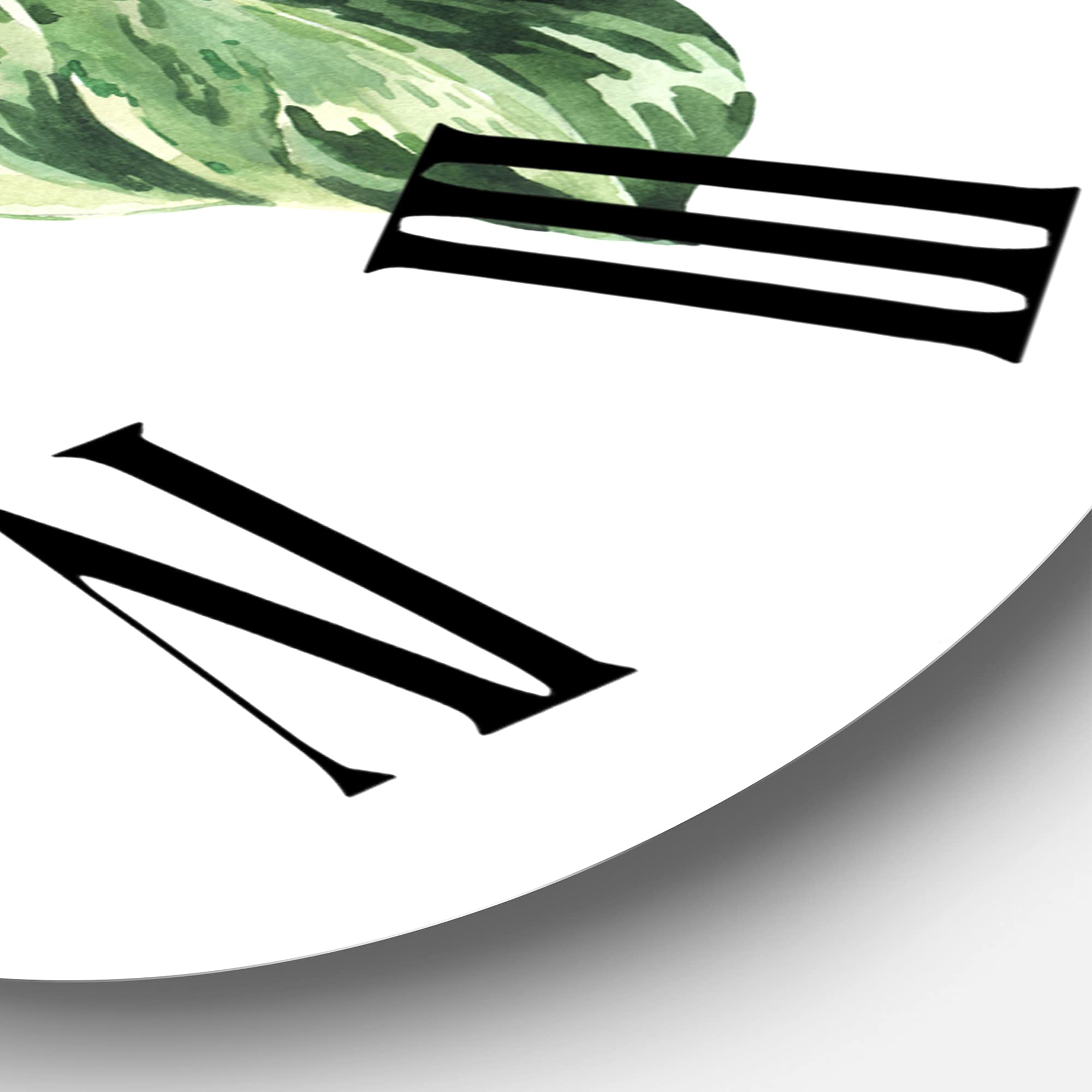 DesignQ Tropical Green Leaves Wall Clock - Large Floral Botanical Wall Decor for Bedroom, Living Room & Office | Summer-Themed Home Décor
