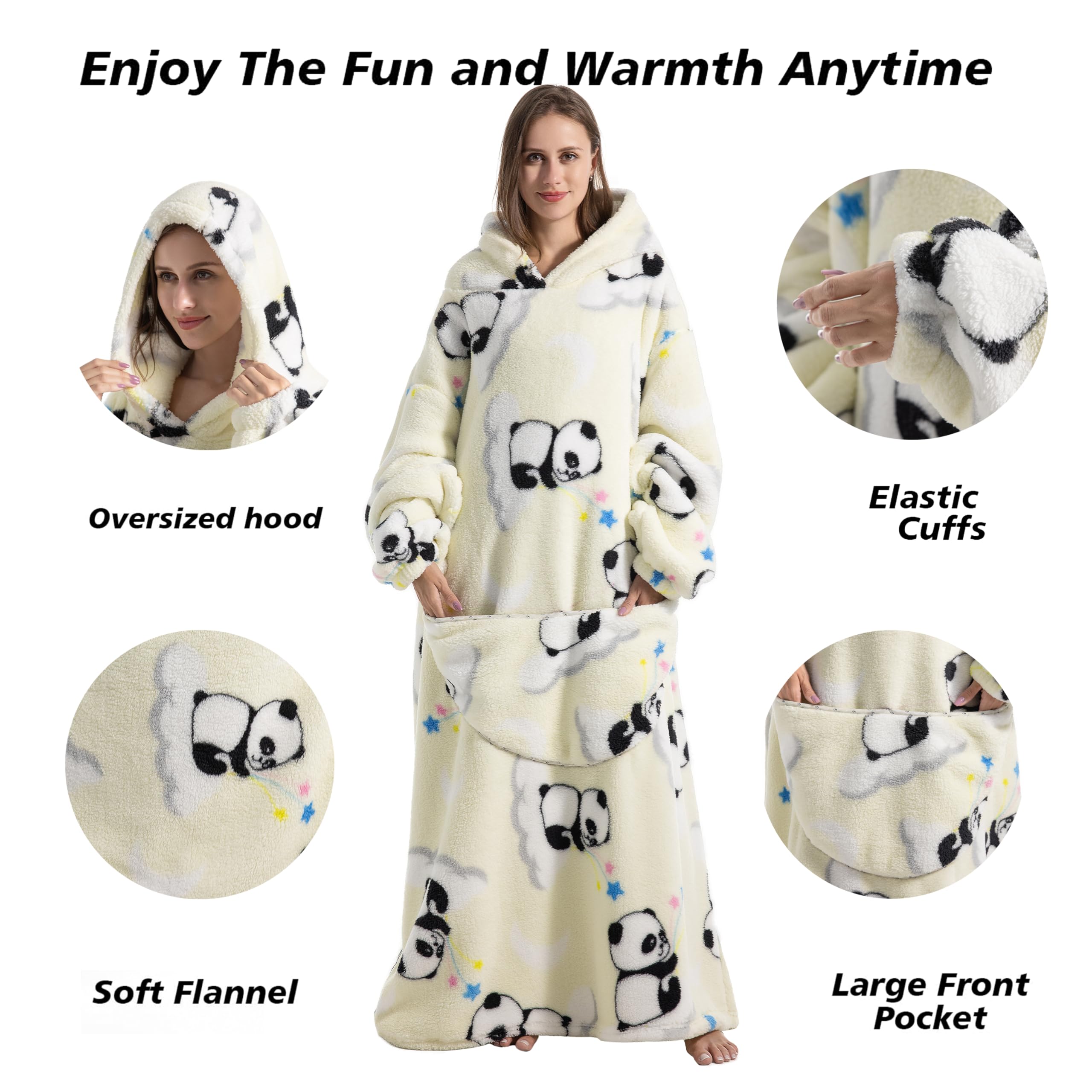 Soft Fleece Wearable Blanket Hoodie for Women & Men - Cozy Unisex Hooded Sweatshirt with Pockets | Perfect Gift for Birthday, Christmas | Ideal for Lounging at Home, Camping Trips, Movie Nights & Winter Outdoor Activities | Stay Warm Indoors & Outdoors