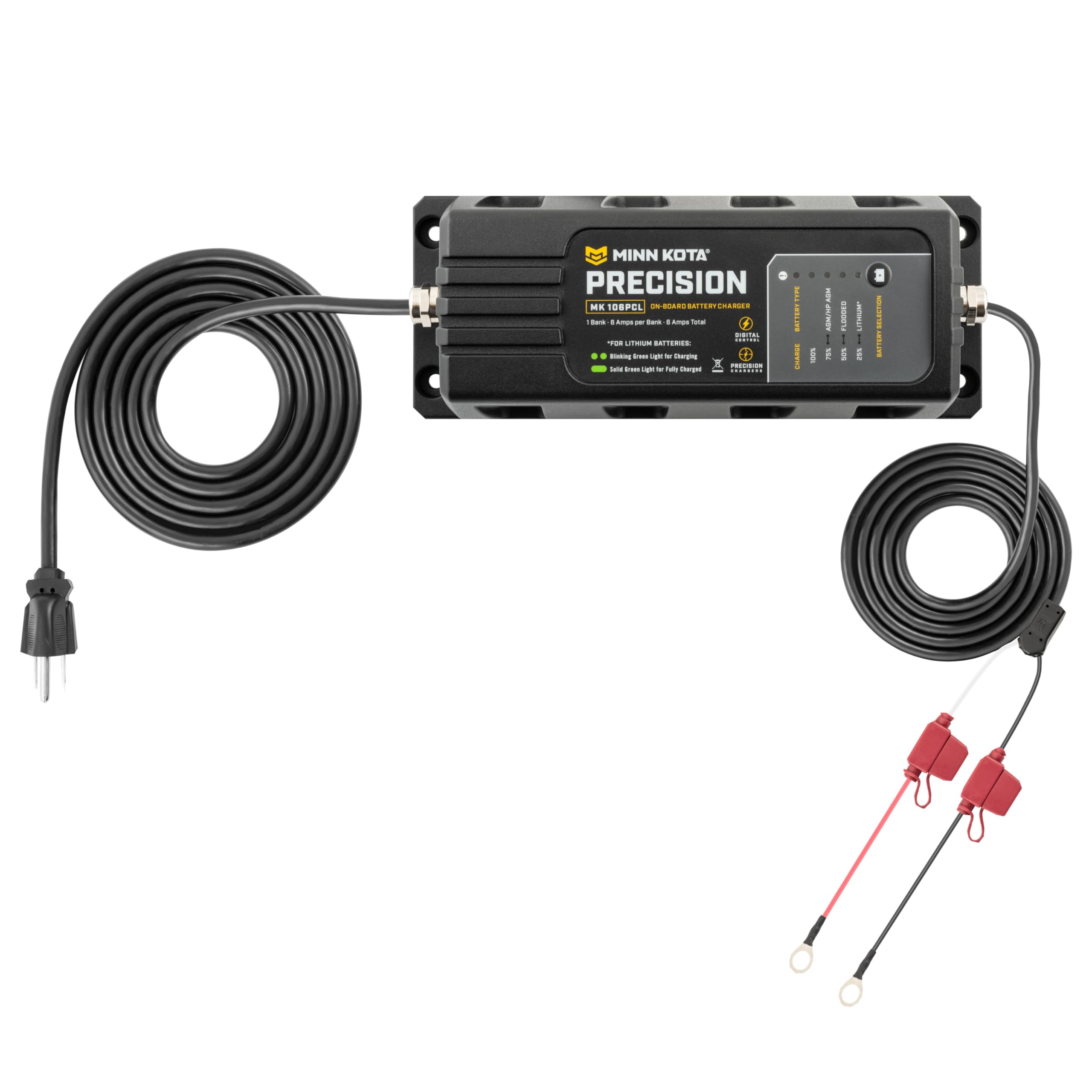 Minn Kota Precision Charger MK 106 PCL - 1 Bank 6A Marine Battery Charger for Boats, Trolling Motors & Watercraft - Fast & Efficient Charging Solution