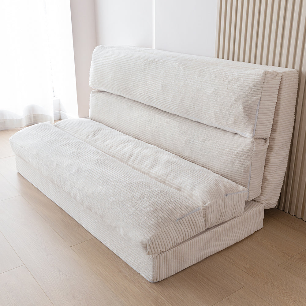 MAXYOYO Folding Sofa Bed - Extra Wide Corduroy Floor Sofa for Small Spaces, Dark Grey | Convertible Guest Bed & Lounge Chair for Apartments, Dorms & Living Rooms