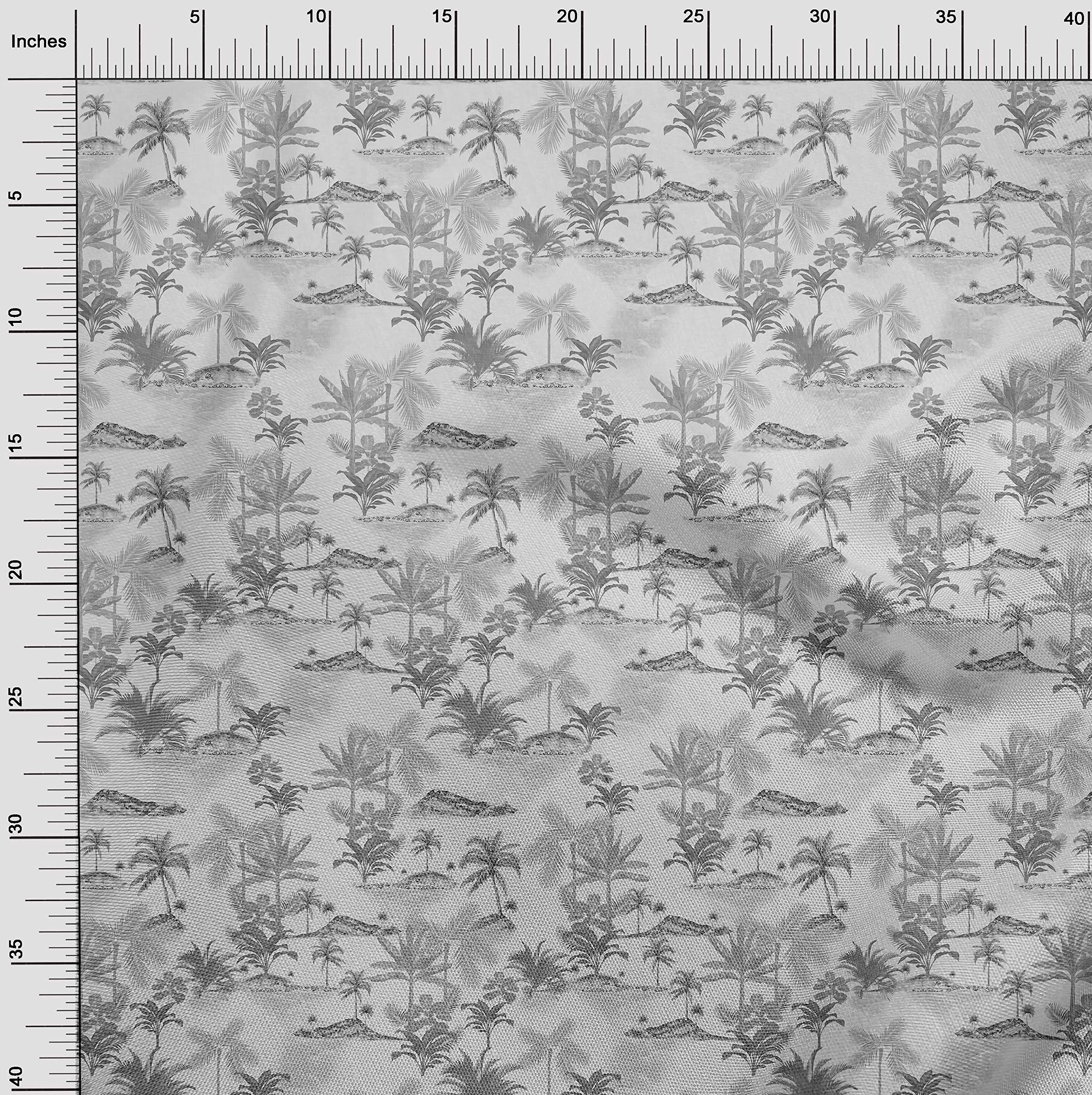 oneOone Polyester Spandex Gray Tropical Print Fabric by The Yard - 56 Inch Wide Stretch Material for Dresses, Swimwear & Activewear | Perfect for Summer Fashion & Beach Outfits