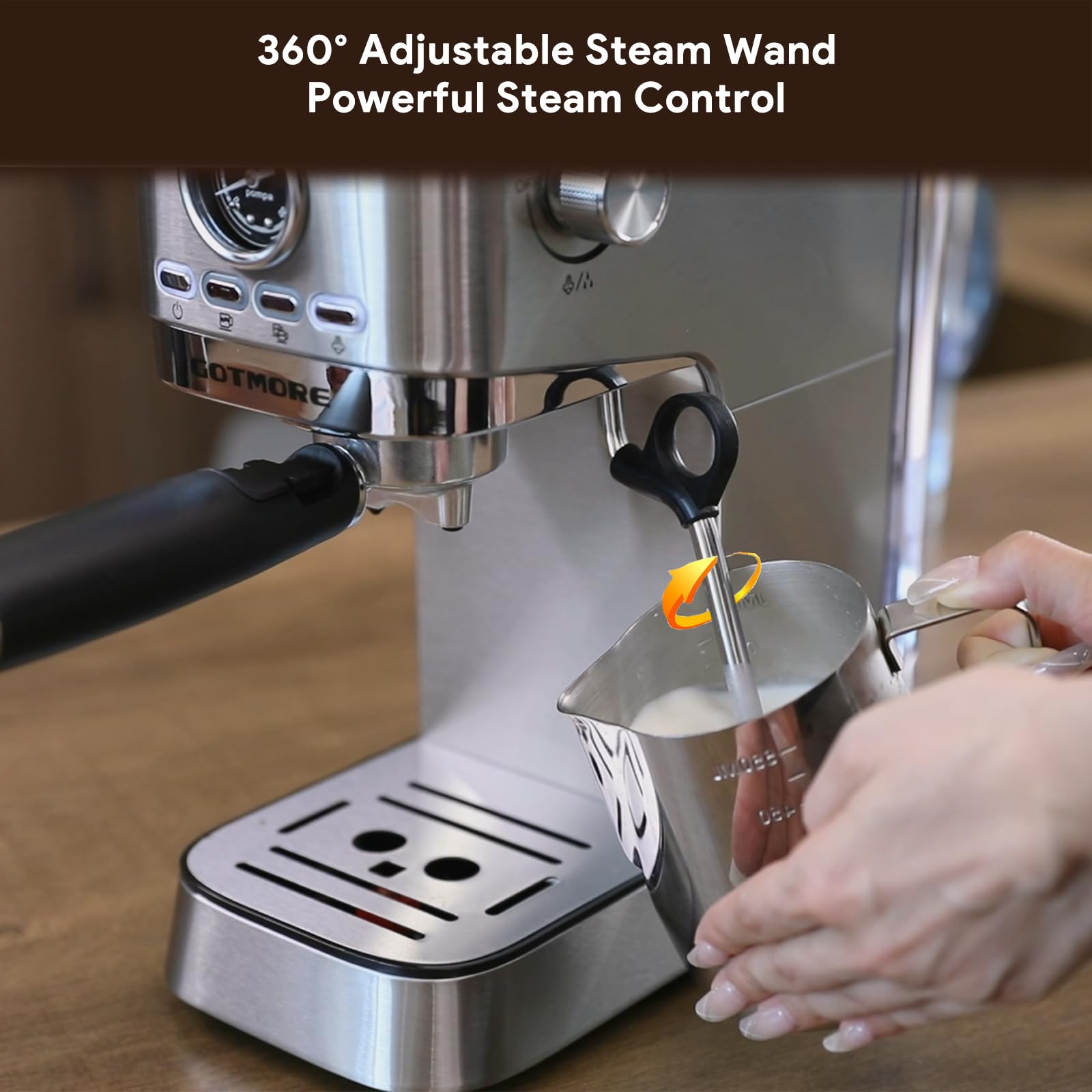 Premium Compact Espresso Coffee Maker with Milk Frother - 33oz Removable Water Tank for Home Baristas - Perfect for Lattes, Cappuccinos & Americanos - Ideal Gift for Coffee Lovers (Home Use, Office, Cafes & Small Spaces)
