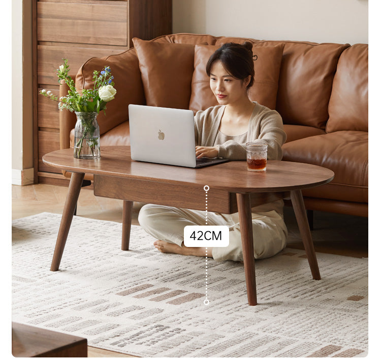 Premium Black Walnut Solid Wood Coffee Table - Modern Living Room Furniture for Capsule Apartments & Small Spaces - Perfect for Coffee, Reading & Relaxing