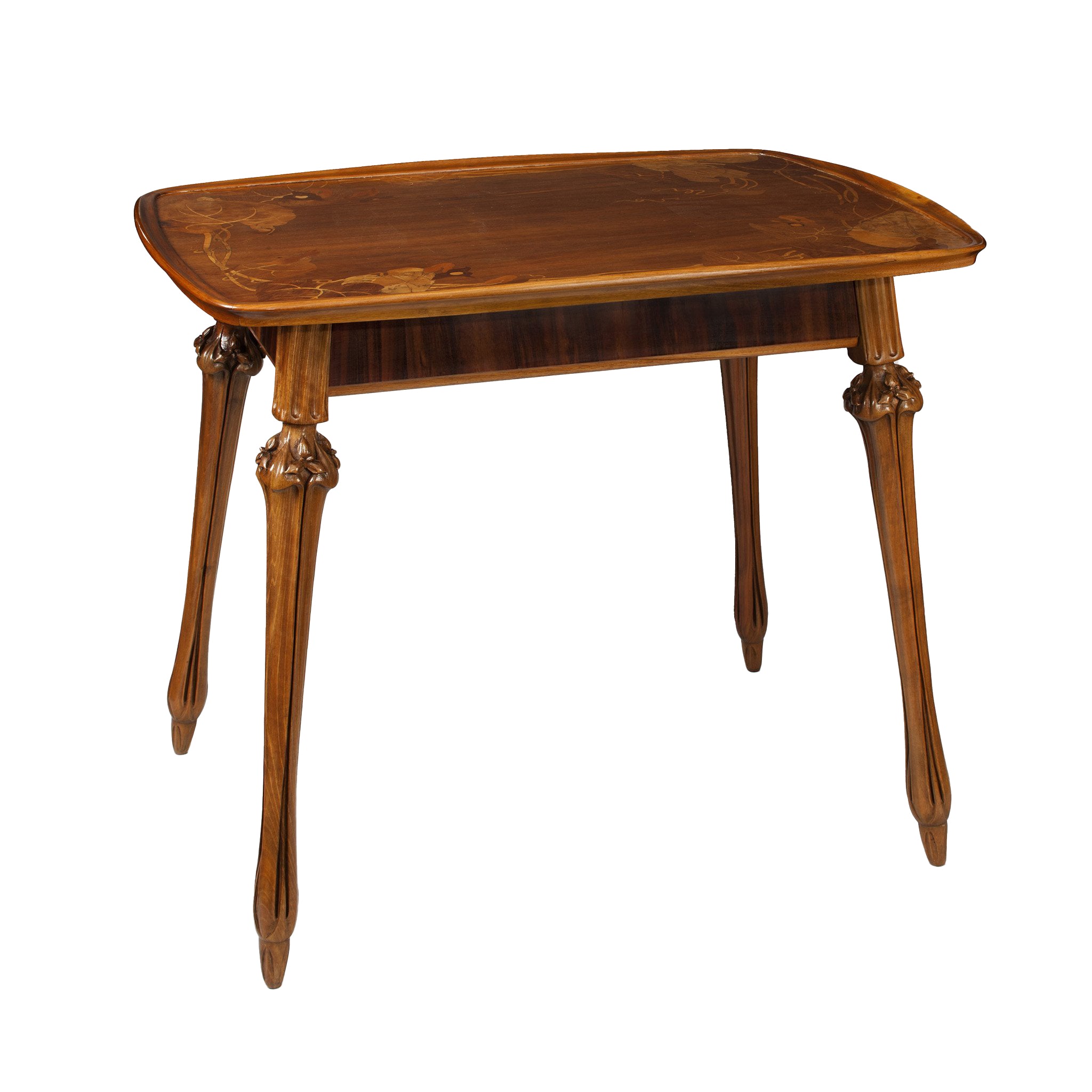 Antique Louis Majorelle Walnut & Fruitwood Marquetry Salon Table - Elegant French Art Nouveau Side Table for Living Room, Lounge & Vintage Decor