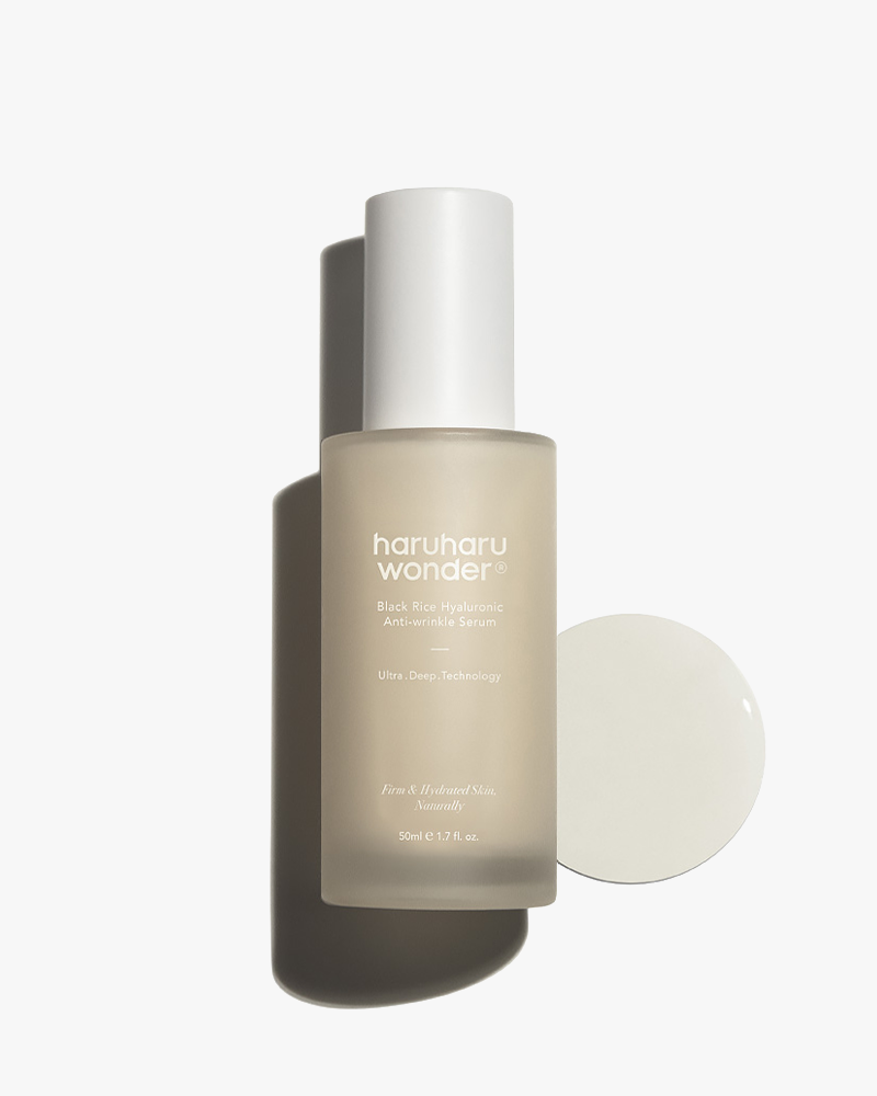 Haruharu Wonder Black Rice Hyaluronic Anti-Wrinkle Serum for Face - Korean Skincare for Dry Skin, Fine Lines & Wrinkles - Day & Night Hydrating Treatment for Youthful Glow
