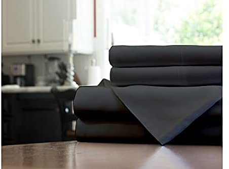 Luxury 4-Piece King Size Bed Sheet Set - 100% Egyptian Cotton, 800 Thread Count, Sateen Weave, Soft Gray - Fits Mattress Up to 32