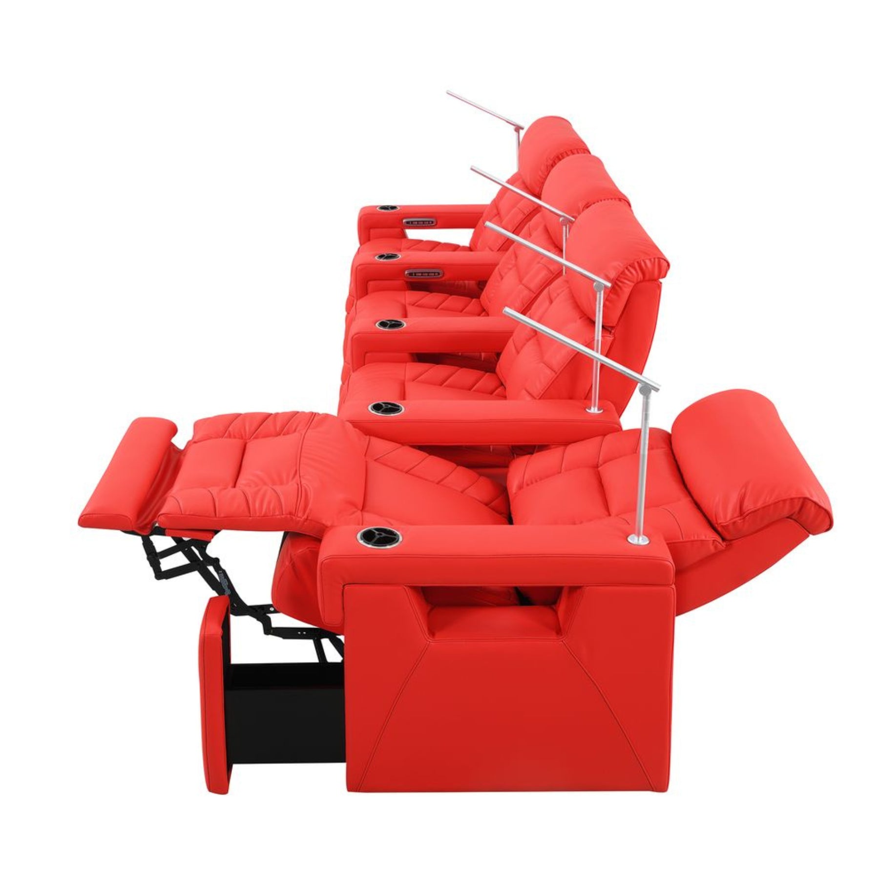 RowOne 4-Piece Recliner Set - Ultra Soft Fabric Sectional Sofa with Cup Holders and USB Ports | Perfect for Living Room, Home Theater, and Family Gatherings