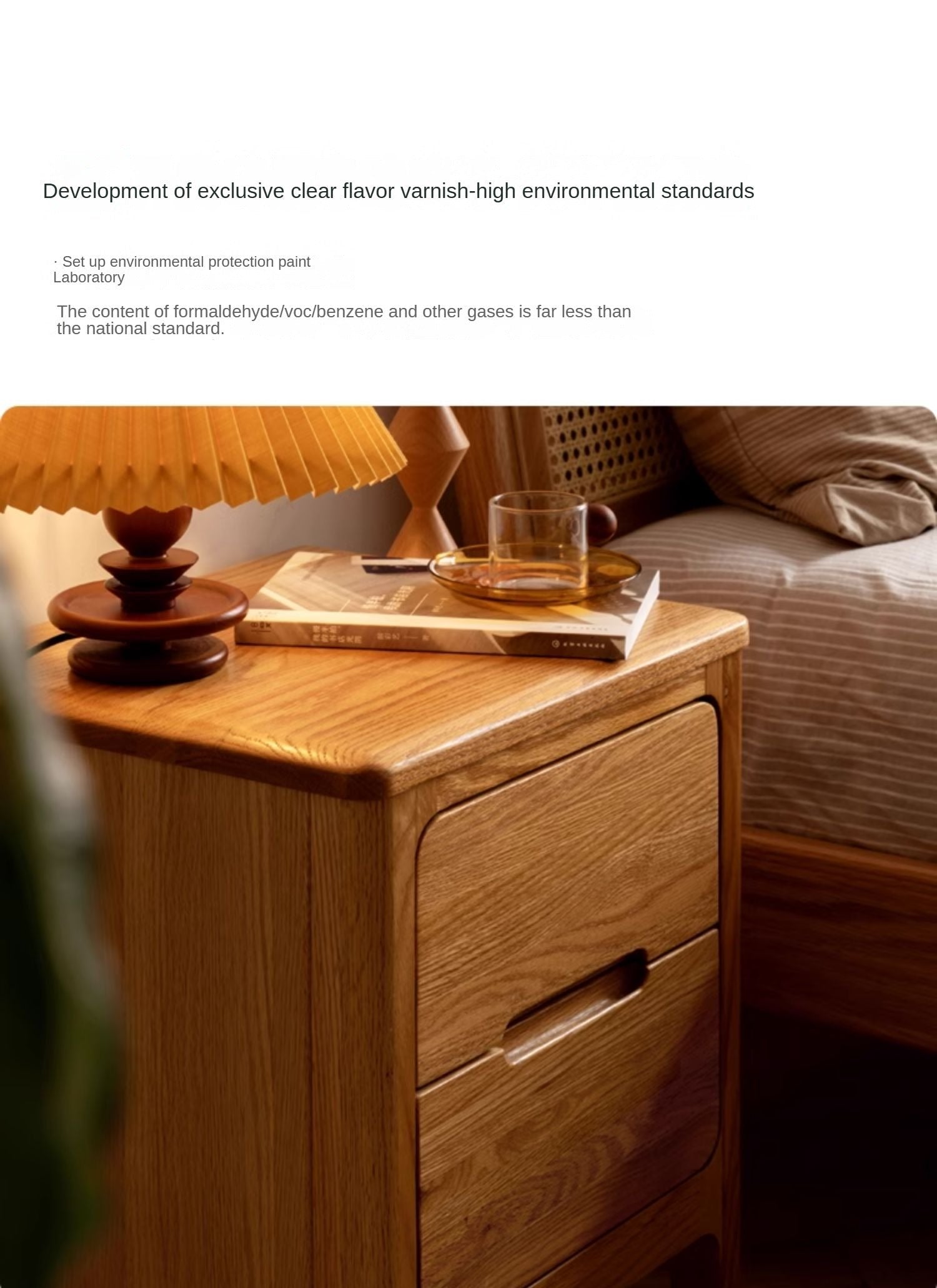 Solid Oak Wood Nightstand - Sturdy Bedside Table with Drawer for Bedroom, Living Room, or Guest Room - Perfect for Storage and Decor