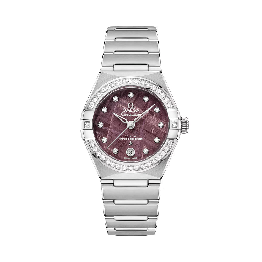 Constellation Diamonds Co Axial Master Chronometer 29mm Purple Meteorite Watch with Bracelet - Luxury Timepiece for Business, Gifting & Special Occasions