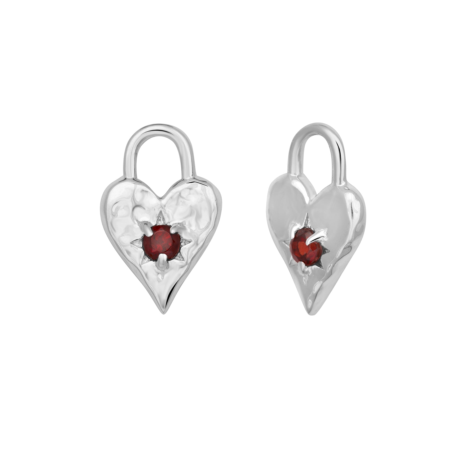 Love Heart Garnet Ear Charms - Dainty Bohemian Earring Charms for Cartilage, Helix & Lobe Piercings | Perfect for Everyday Wear, Date Nights & Boho Jewelry Lovers