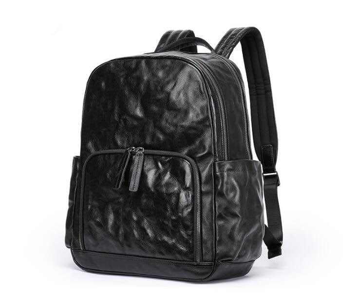 Stylish Large Black Leather Backpack Purse for Women - Waterproof Travel Laptop Bag with USB Charging Port, Perfect for Work, School & Daily Commute