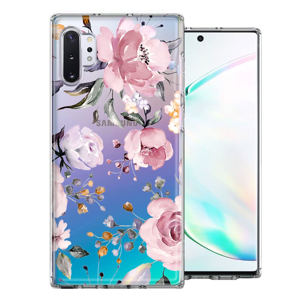 Mundaze Soft Pastel Floral Phone Case for Samsung Galaxy Note 10 Plus - Shockproof Hybrid Hard Shell with Blush Lavender Design | Perfect for Spring Fashion & Everyday Protection