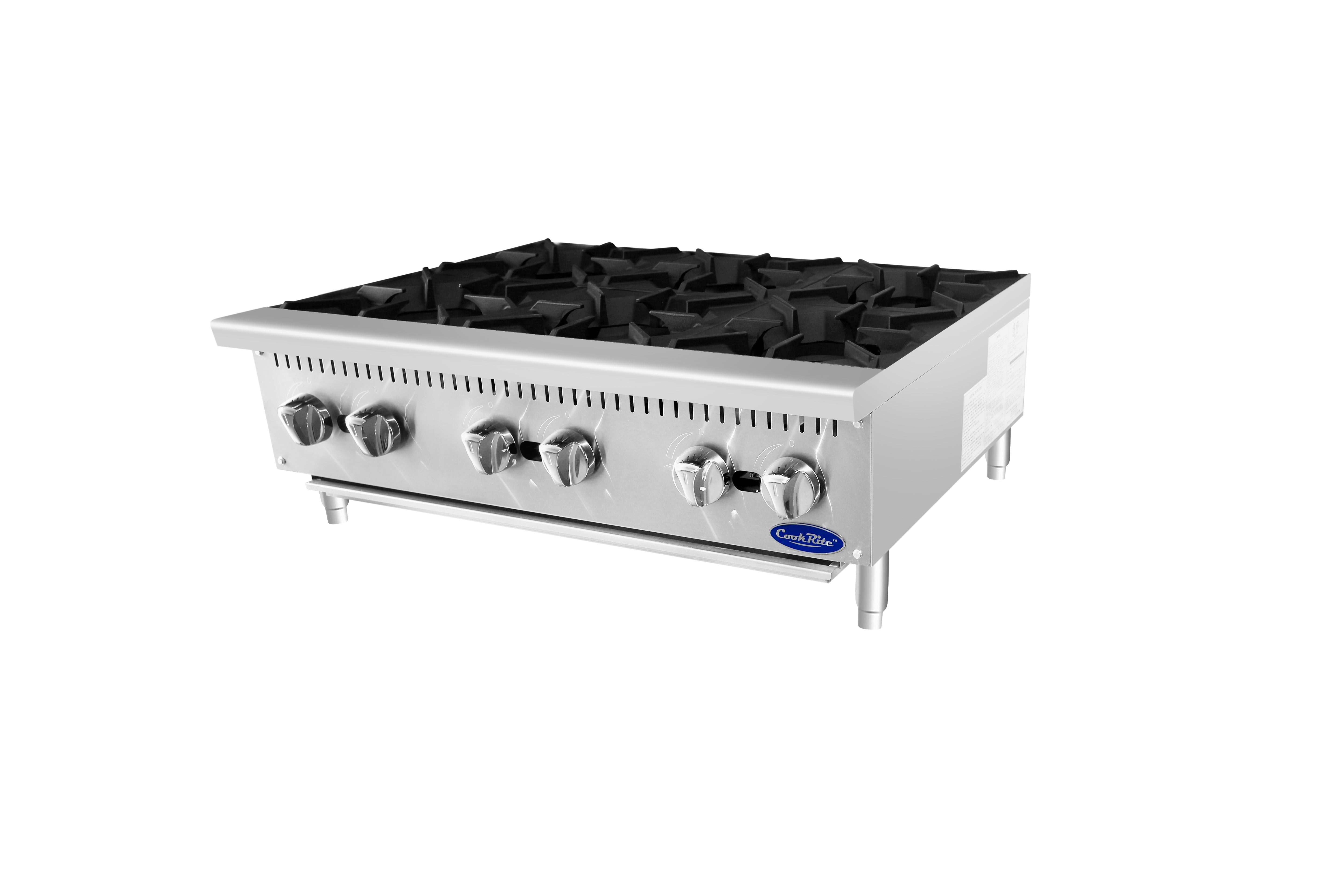 Atosa ACHP 6 36 Natural Gas 6 Burner Commercial Countertop Range - 192,000 BTU Heavy Duty for Restaurants, Catering & Professional Kitchens
