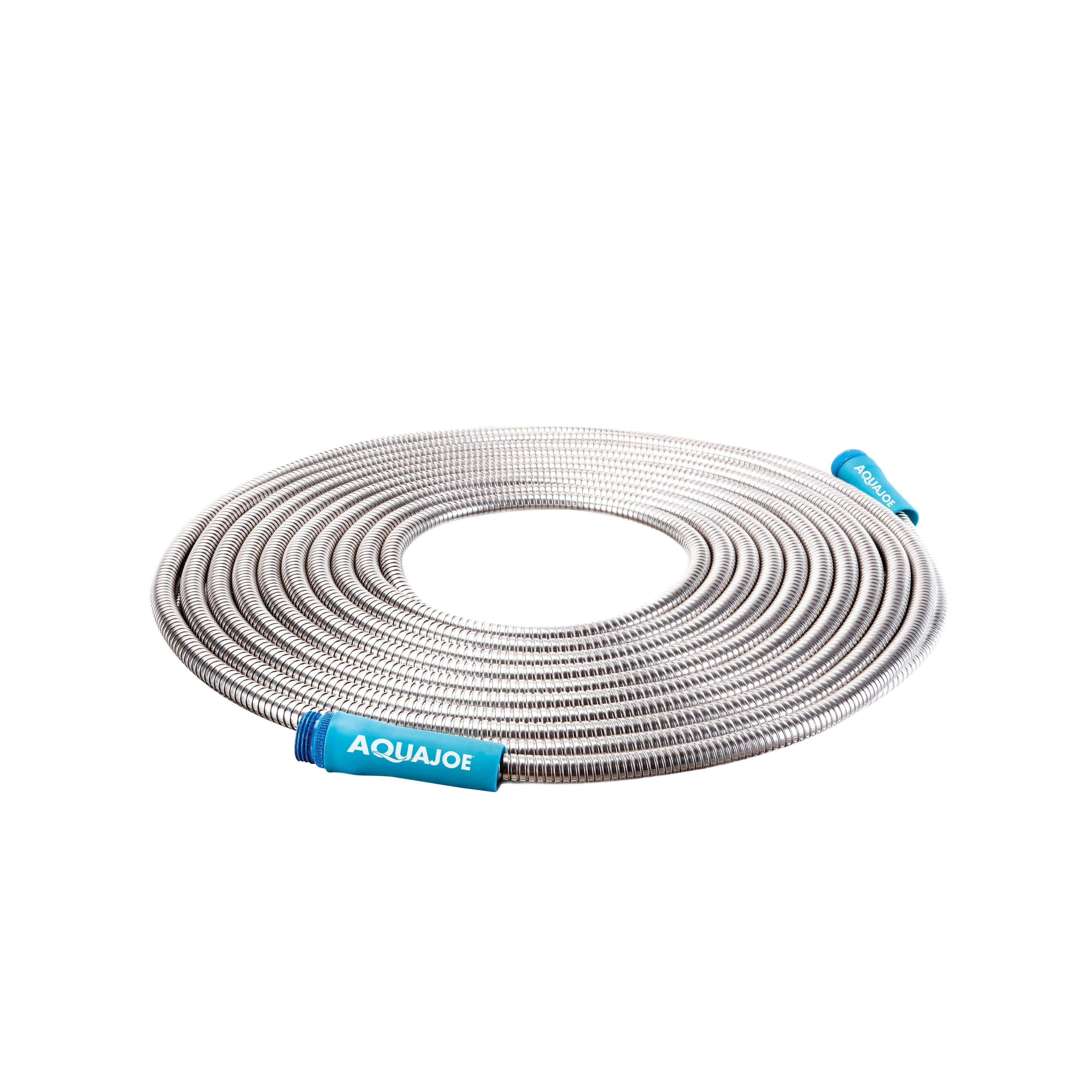 Aqua Joe AJSGH25 Heavy Duty Puncture Proof Metal Garden Hose - 25 Foot 304 Stainless Steel Spiral Design, 1/2 Inch Diameter for Outdoor Watering, Car Washing & Yard Cleaning