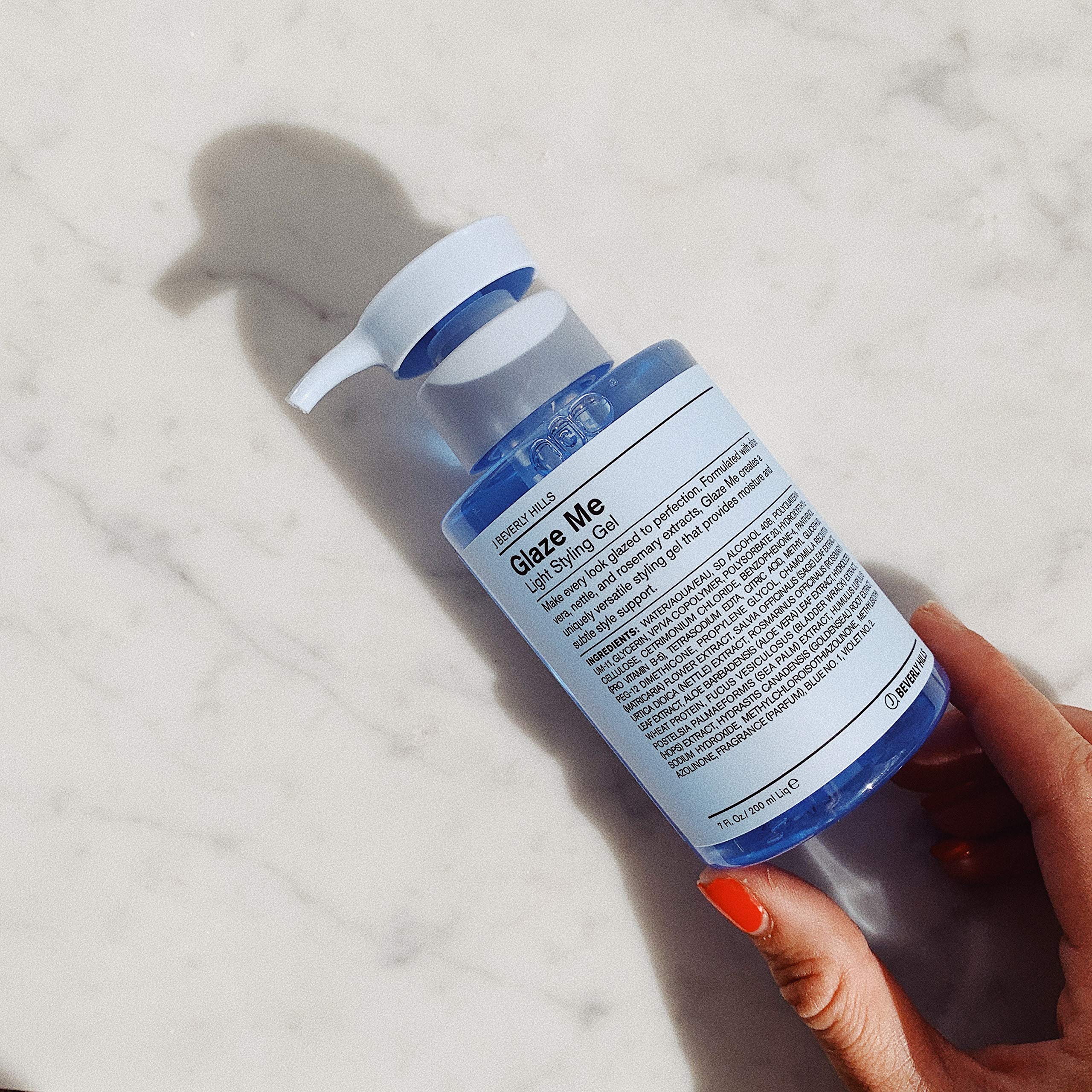 J Beverly Hills Blue Glaze Me Light Styling Hair Gel with Aloe Vera - 7 Oz for Moisture & Light Hold - Perfect for Everyday Styling, Frizz Control & Natural Shine