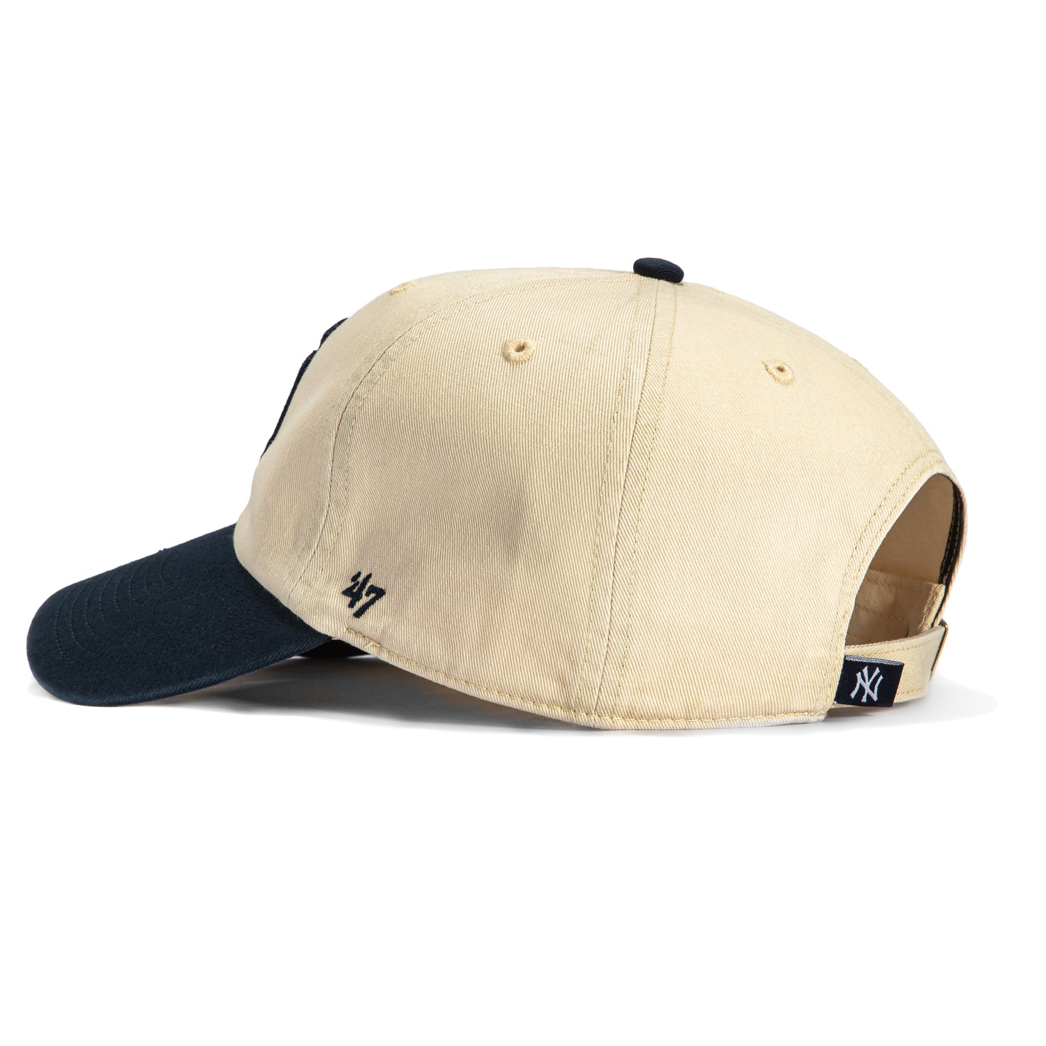 New York Yankees Adjustable Baseball Cap - 47 Brand Cleanup Hat in Stone & Navy | Perfect for Games, Fan Gear & Casual Wear