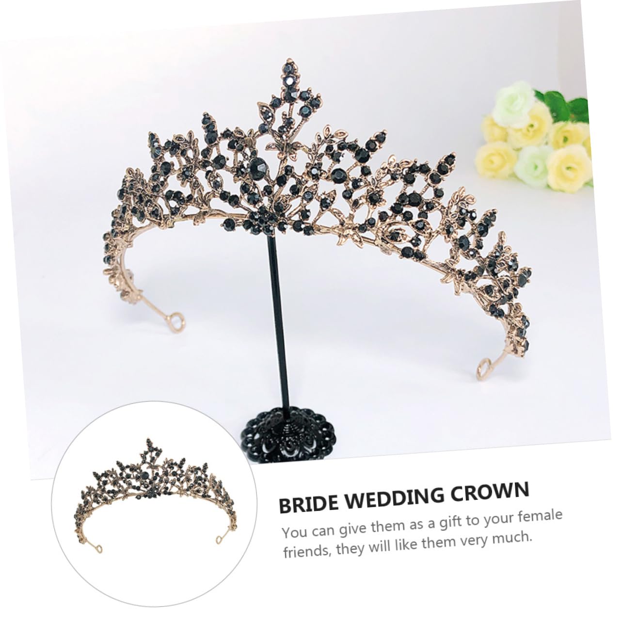 Beaupretty 2-Piece Black Crown Tiara Set - Vintage Bridal Headpiece, Elegant Princess Wedding Headdress, European Alloy Jewelry for Brides, Bridesmaids, and Prom Queens - Perfect for Weddings, Pageants, and Special Occasions