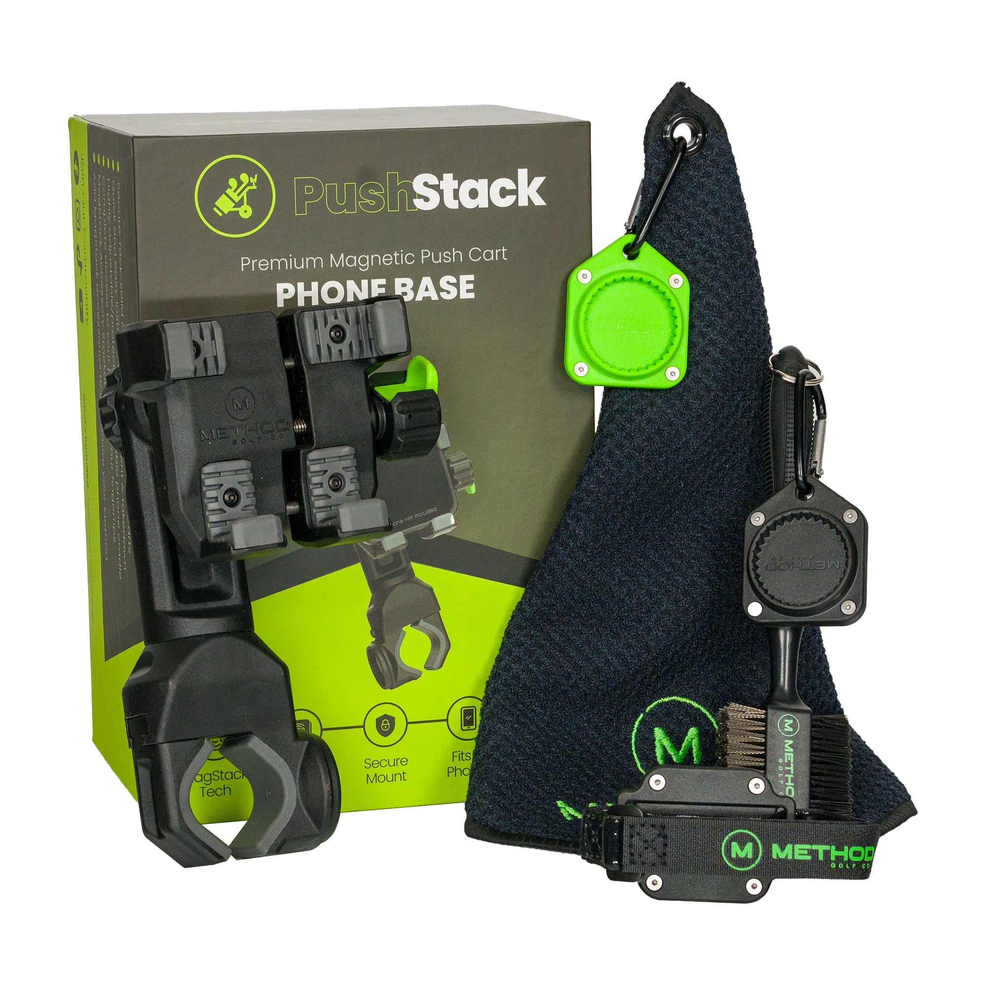 PushStack Magnetic Push Cart Phone Holder Pro Pack - Secure & Hands-Free Smartphone Mount for Shopping Carts, Strollers & Workstations (Value $159) - Perfect for Grocery Shopping, Parenting & Office Use