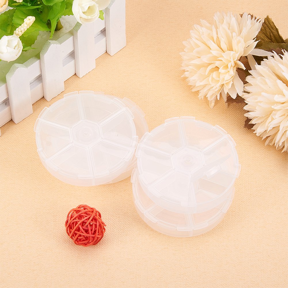 20Pcs 3.07 Inch Clear Plastic Bead Storage Containers with 6 Grids - Transparent Round Jewelry Organizer Box for Beads, Buttons, Crafts & DIY Supplies - Perfect for Jewelry Making, Craft Projects & Home Organization