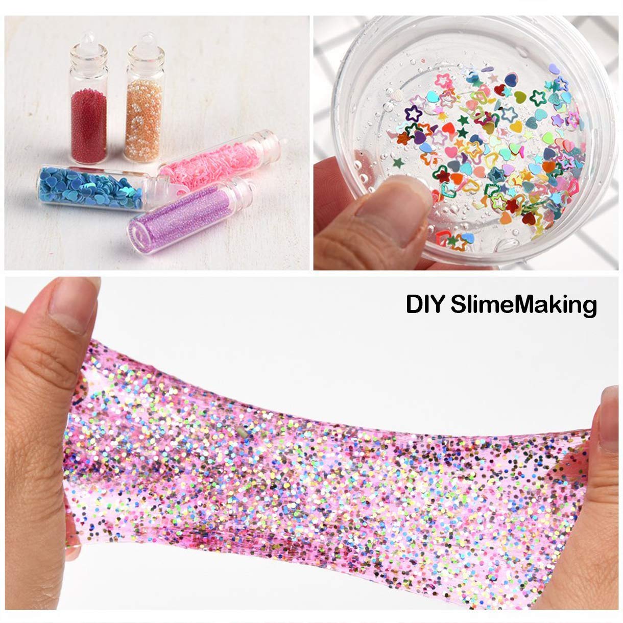 Belicia 3D Nail Art Decoration Kit - 48 Glass Bottles with Rhinestones & Free Nail Art Tweezer for DIY Manicure, Salon & Home Nail Design
