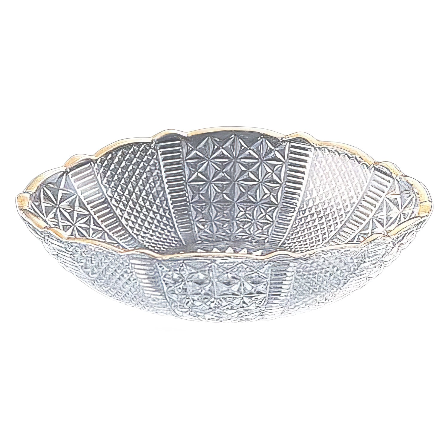 Aoyama Glass Medium Bowl - Elegant Flax Design with Gold Accents - Perfect for Salad, Desserts, and Home Decor Serving