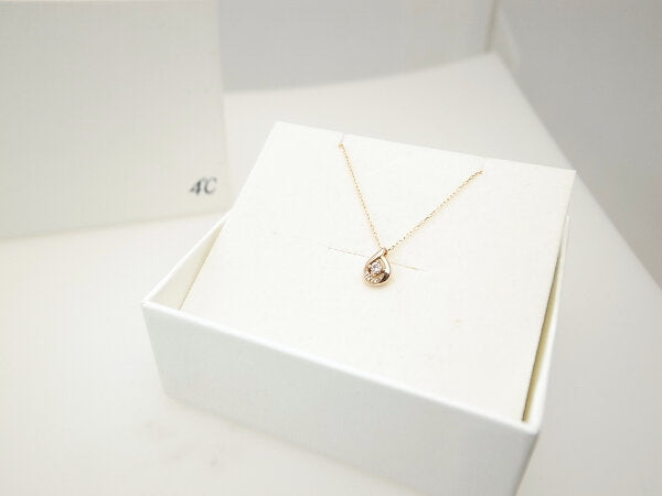 4℃ Diamond Necklace K18 Pink Gold Drop Pendant - Elegant Jewelry Gift for Women, Anniversary & Special Occasions