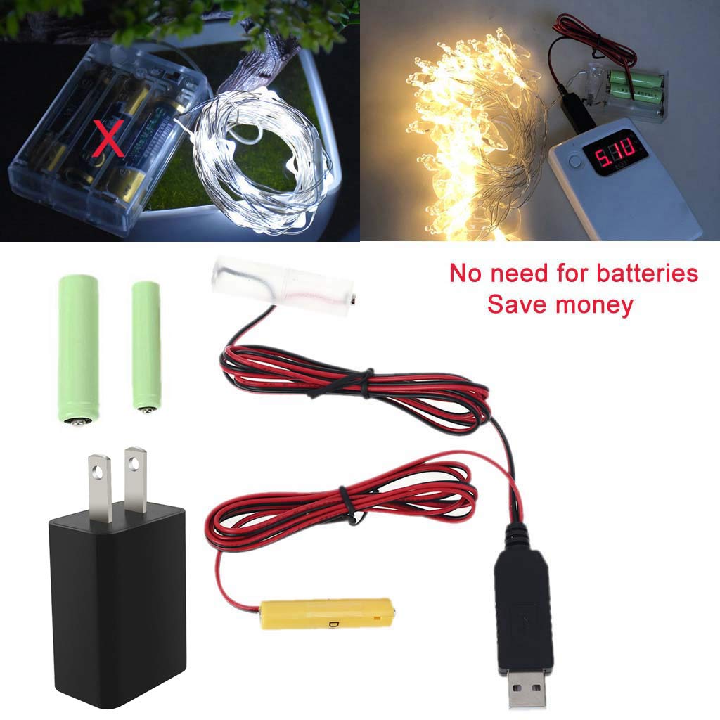 S-YUWEN 2-in-1 USB Battery Eliminator for AA & AAA (1.5V-6V Adjustable) - Replacement Power Supply Cord for LED Lights, Toys, Walkie Talkies, Cameras - Perfect for Home, Office & Outdoor Use - 4.5V Output