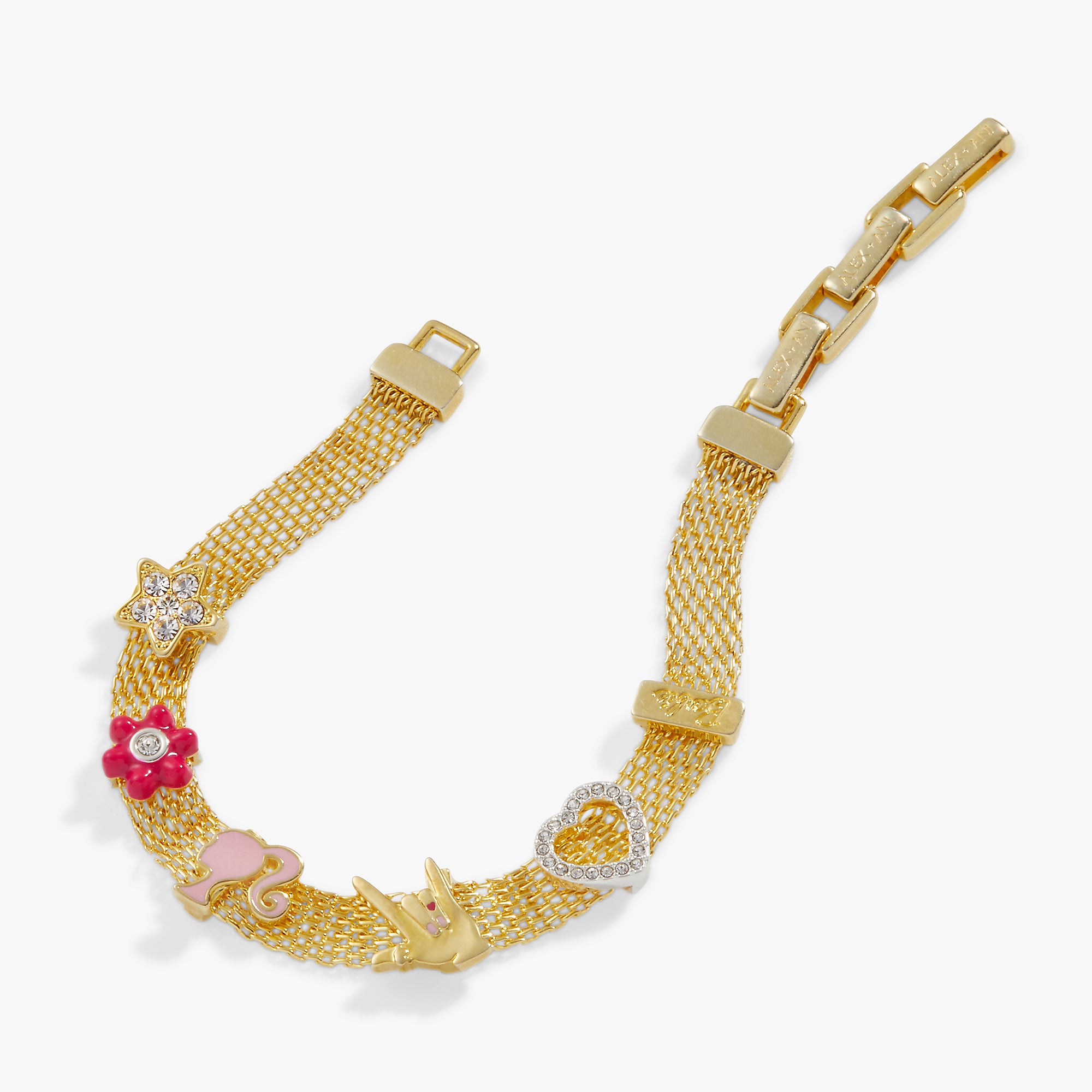 Barbie™ Multicharm Mesh Chain Bracelet for Women - Fashion Adjustable Charm Bracelet for Girls, Teens & Adults - Perfect for Parties, Gifts & Everyday Wear