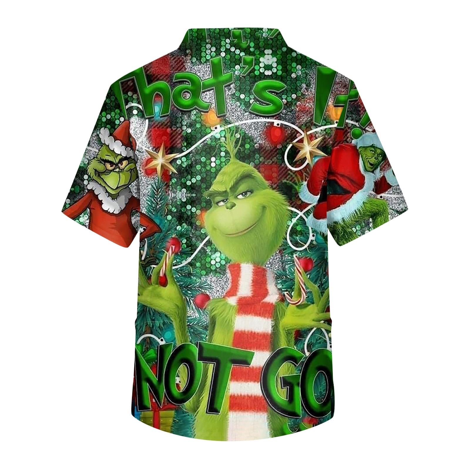 Green Monster Men's Christmas Scrubs V-Neck Short Sleeve - Holiday Nursing Uniform 3 Pockets S-5XL for Work & Festive Season