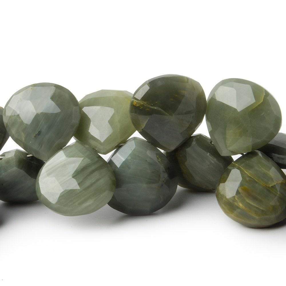 10x10mm & 12x12mm Green Cat's Eye Quartz Faceted Heart Briolette Beads - 44pcs AA Quality (7.5 inch) for Jewelry Making, DIY Crafts & Gift Wrapping
