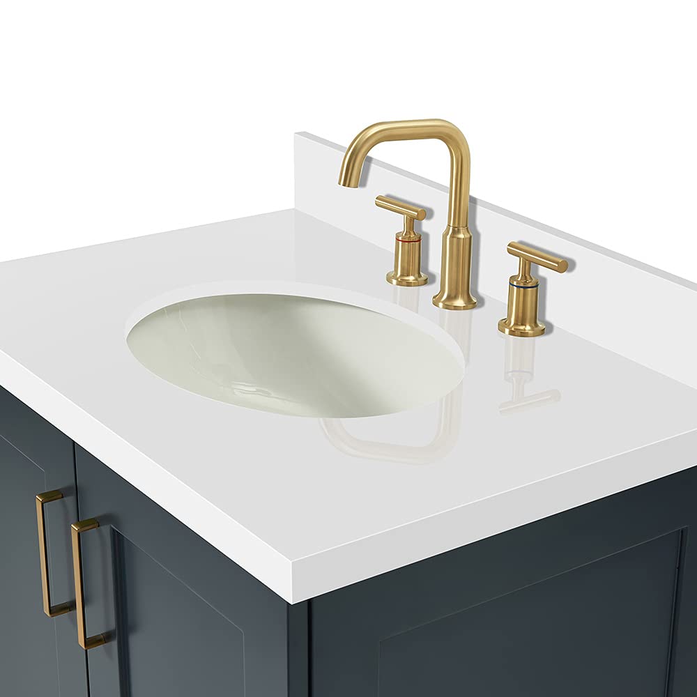 Midnight Blue Bathroom Vanity with Sink - Solid Wood Cabinet & Quartz Top for Modern Bathrooms