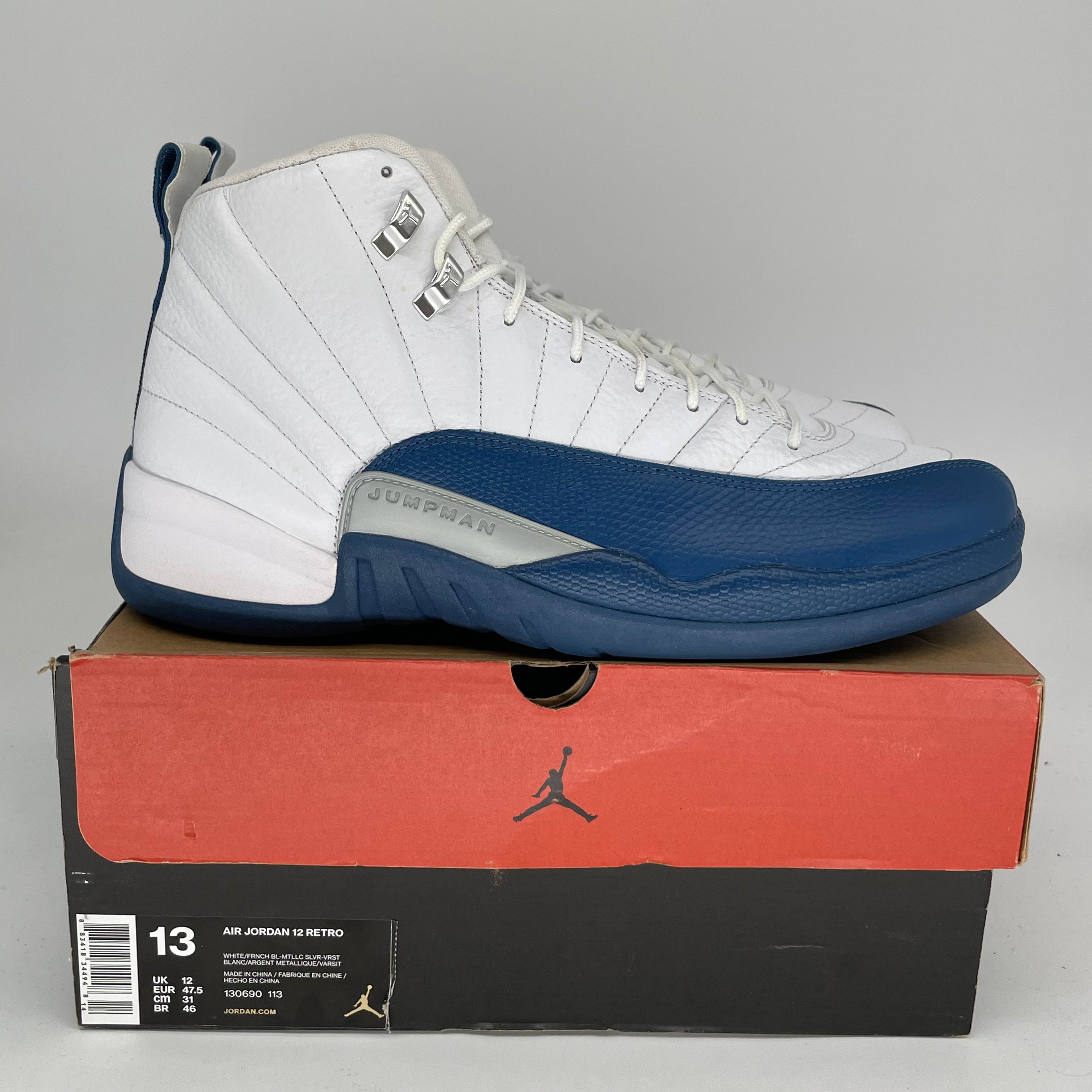 Original Air Jordan 12 Retro 'French Blue' Men's Basketball Shoes Size 13 (130690-113) - Perfect for Sneaker Collectors & Court Performance