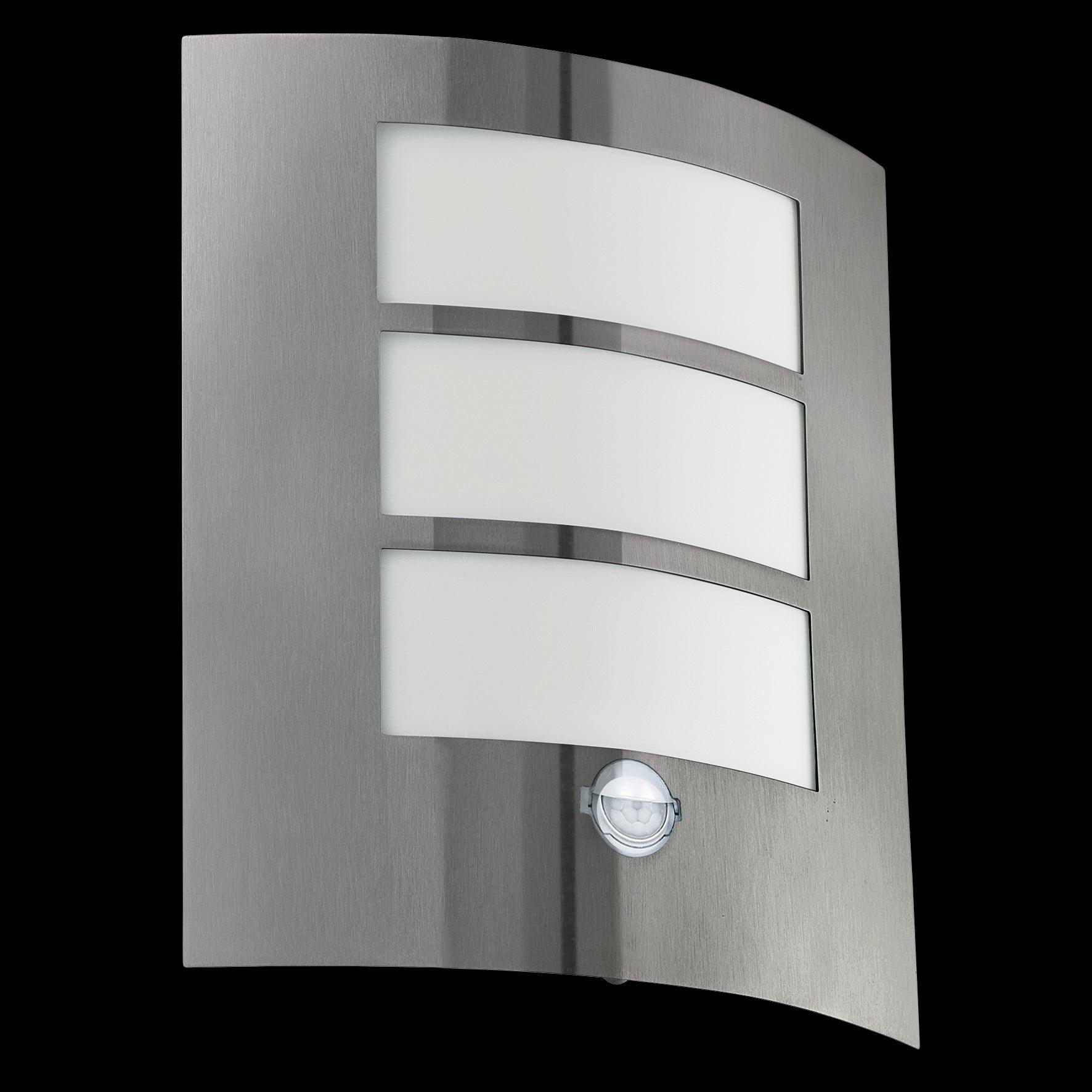 Eglo City IP44 Waterproof Stainless Steel Outdoor Wall Light with PIR Motion Sensor - Perfect for Porch, Garage, Garden & Patio Security Lighting