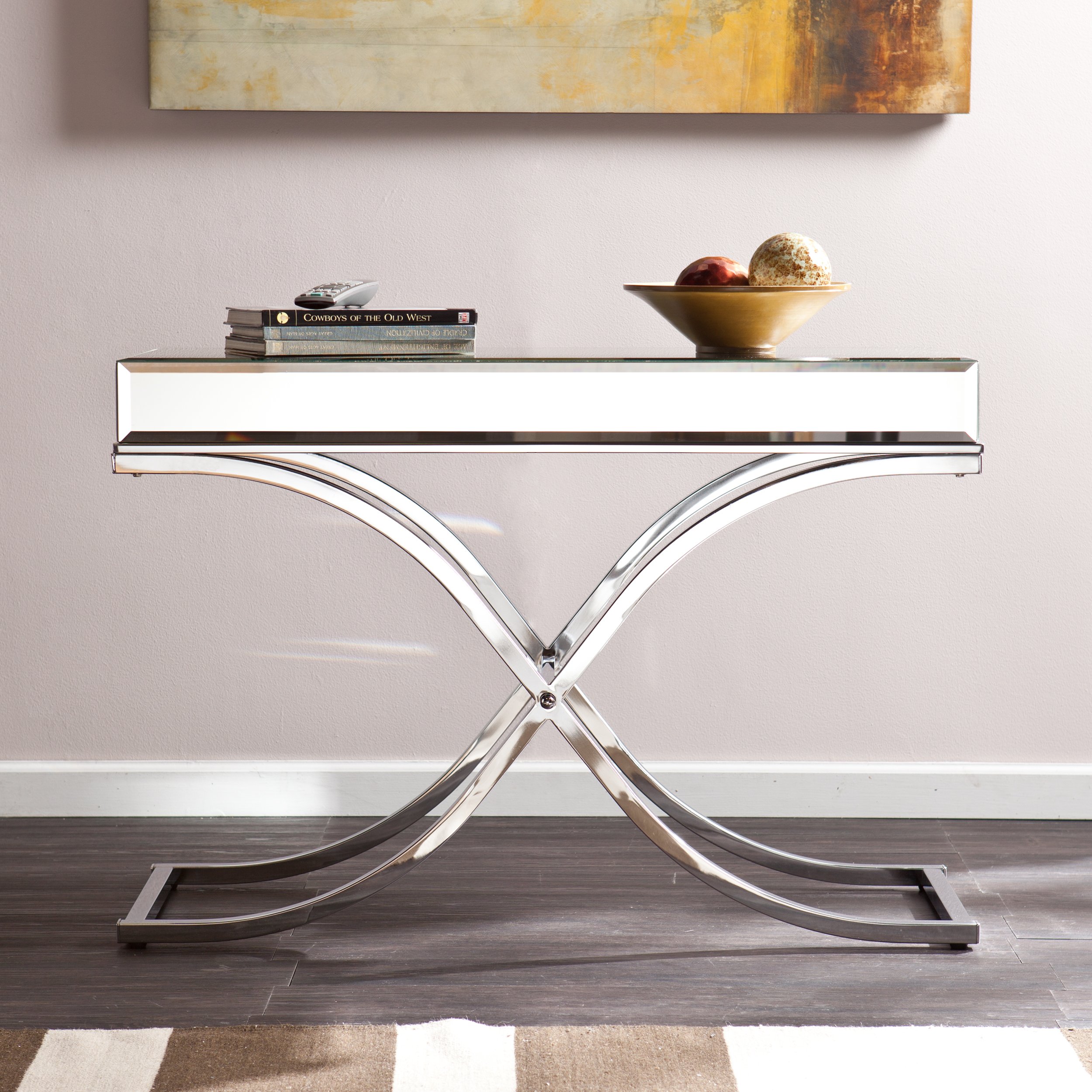 Ava Mirrored Console Table with Chrome Finish - Elegant Entryway Furniture for Living Room & Hallway Decor
