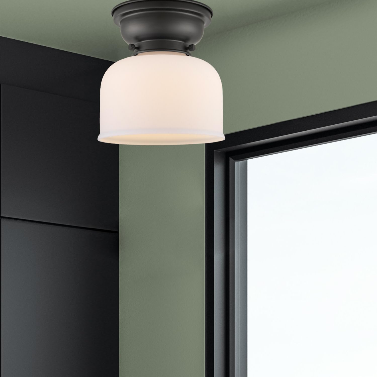 Innovations 623-1F-PC-G71 8 Inch Large Bell Flush Mount Ceiling Light Fixture - 1 Light, Polished Chrome Finish - Perfect for Bedroom, Hallway, or Entryway Lighting