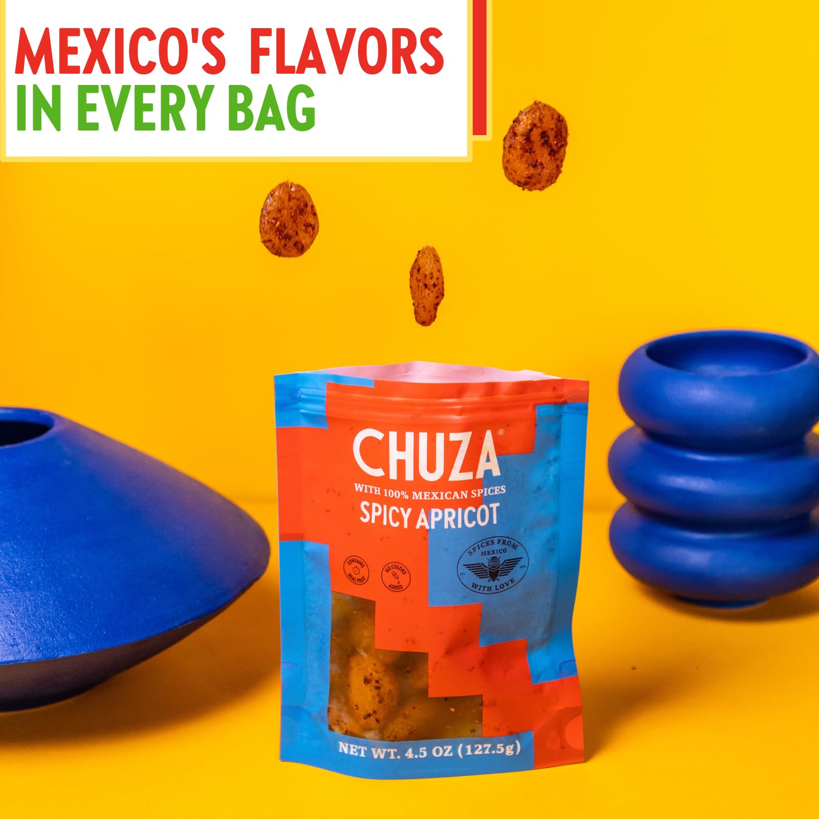Spicy Dried Apricots Snacks - 2 Pack | CHUZA Mexican Chili Apricot Candy | Natural Dried Fruit for Adults & Kids | Perfect for Parties, Road Trips & Healthy Snacking