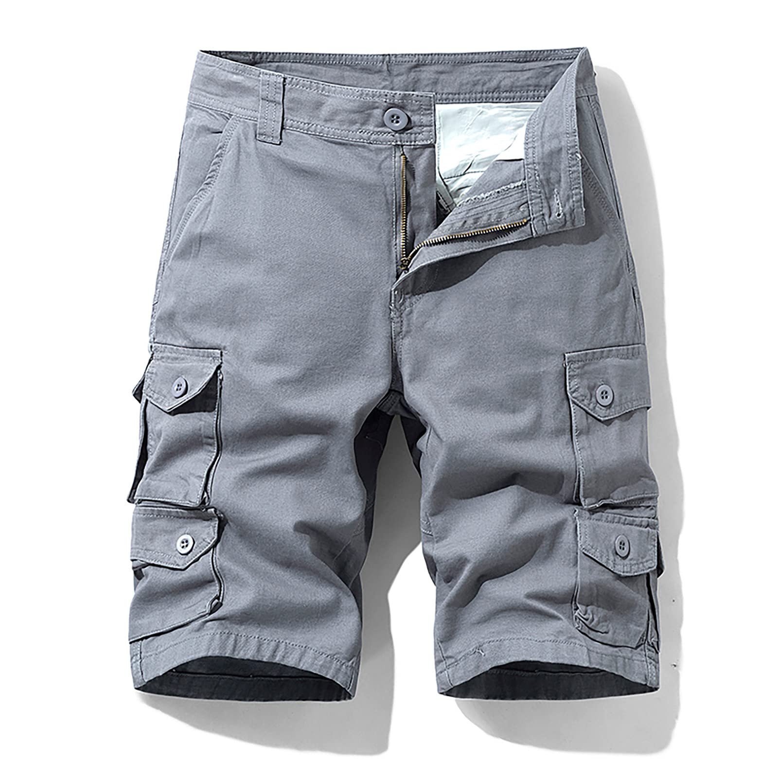 **Men's Athletic Cargo Shorts - Quick-Dry Solid Color Multi-Pocket Workout Shorts for Running, Gym & Beach | Yoga & Casual Wear**