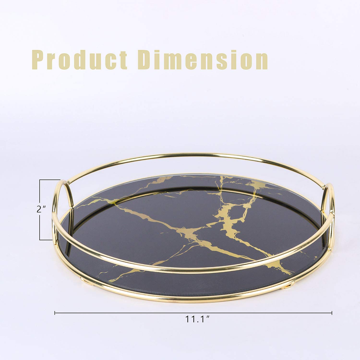 Zosenley Decorative Glass Vanity Tray - Makeup Organizer for Perfume, Jewelry & Cosmetics | Round Cosmetic Storage Tray for Dresser, Bathroom Counter & Coffee Table | 11.1” Diameter x 2” Height | Perfect for Bedroom Decor, Bathroom Organization & Gift Giving