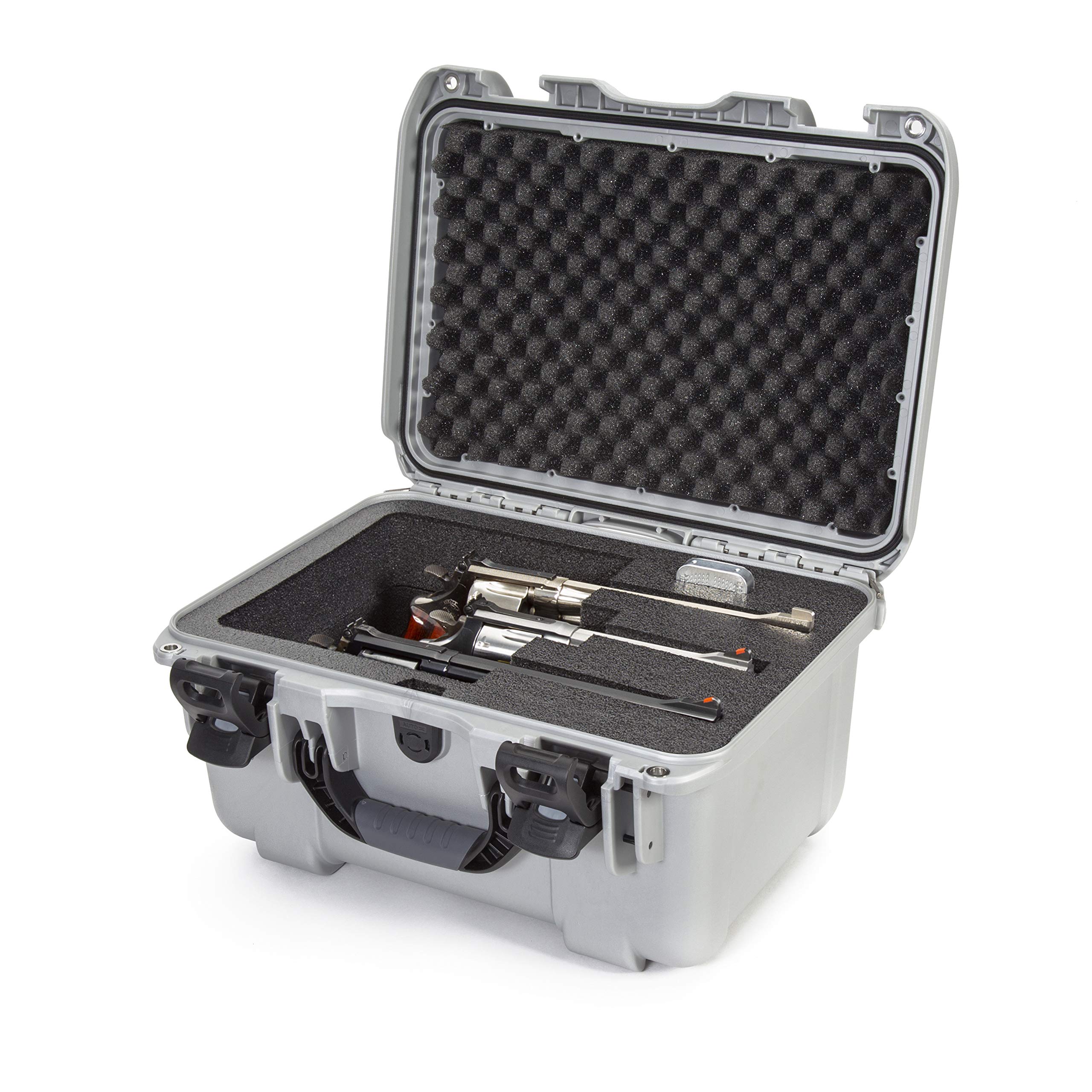 Nanuk 918 Waterproof Hard Pistol Case for Revolvers - Custom 3UP Foam Insert, Silver | Protective Gun Storage for Travel, Hunting & Range Shooting