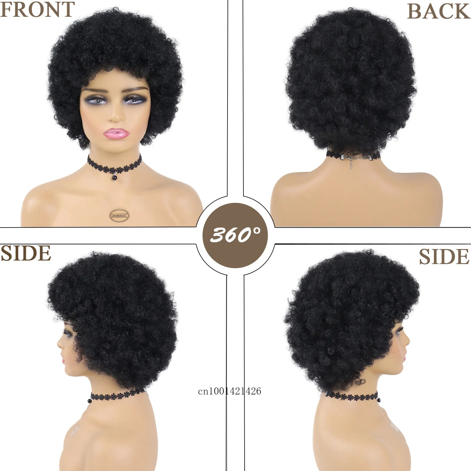 Big Curly Wigs for Black Women - Synthetic Hair Replacement Full Wigs | Colly Hairstyle | Perfect for Cosplay, Halloween Costume & Party | Short Curly Wig for Daily Wear & Special Occasions