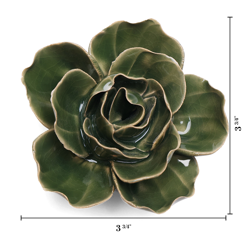 English Garden Ceramic Flower Green Ranunculus - Elegant Artificial Floral Decor for Home, Wedding Centerpieces & Table Arrangements